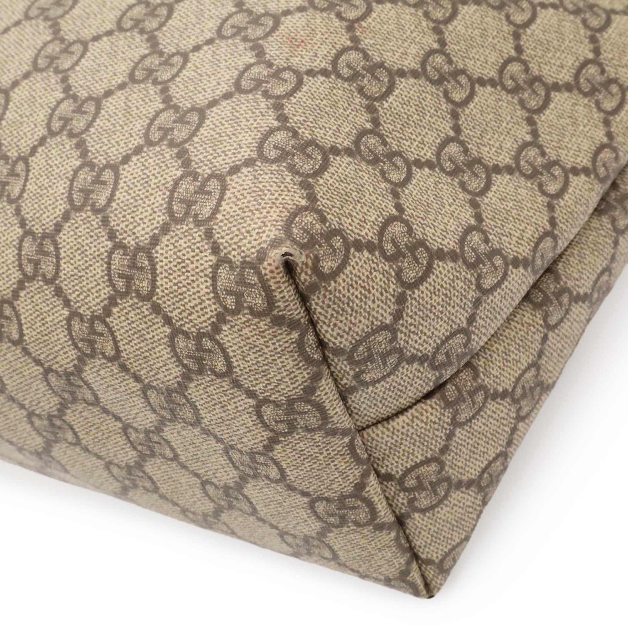 Gucci Beige Dark Brown Khaki Gg Supreme Shoulder Bag Tote Bag (Pre-Owned)