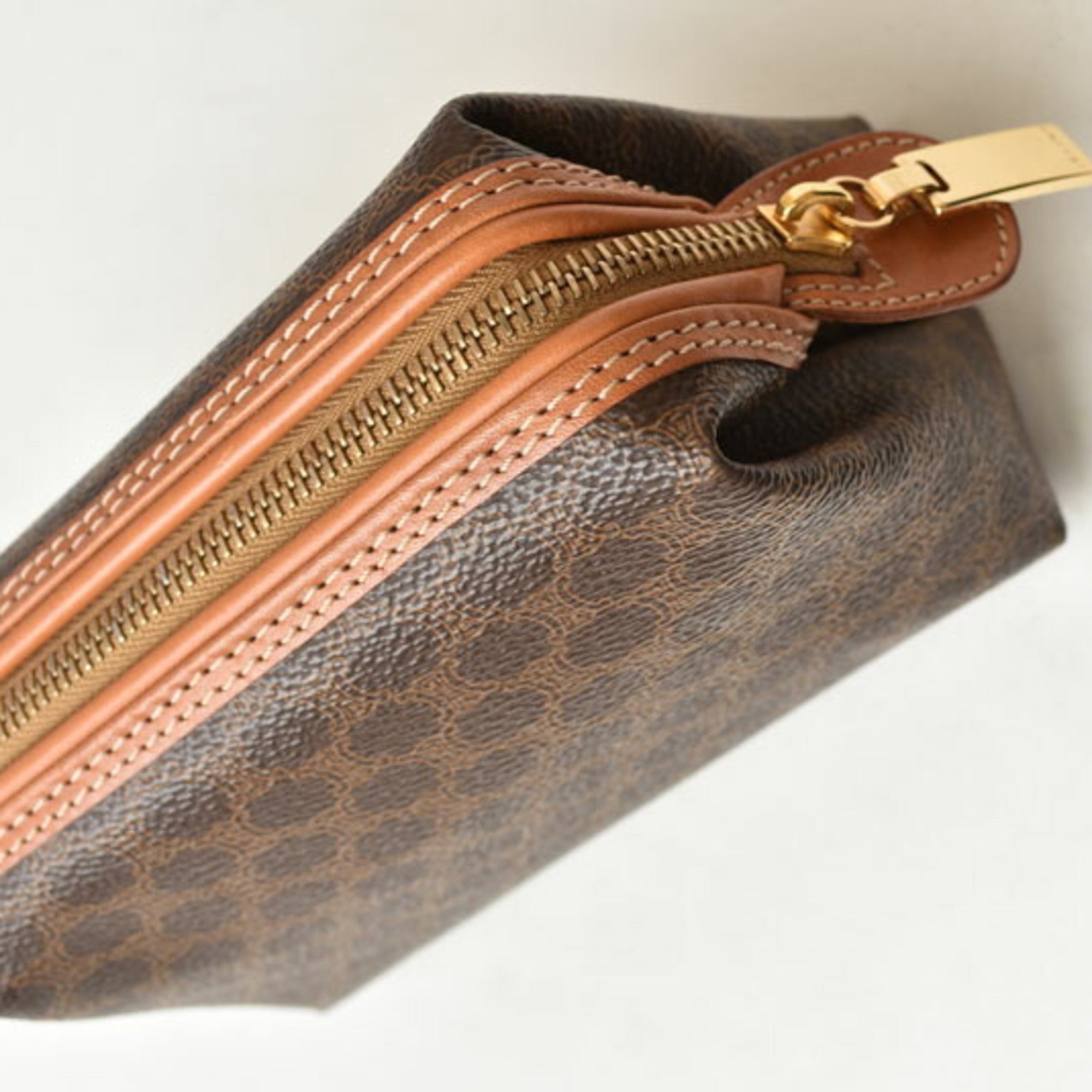 Celine Macadam Dark Brown Pvc Pouch (Pre-Owned)