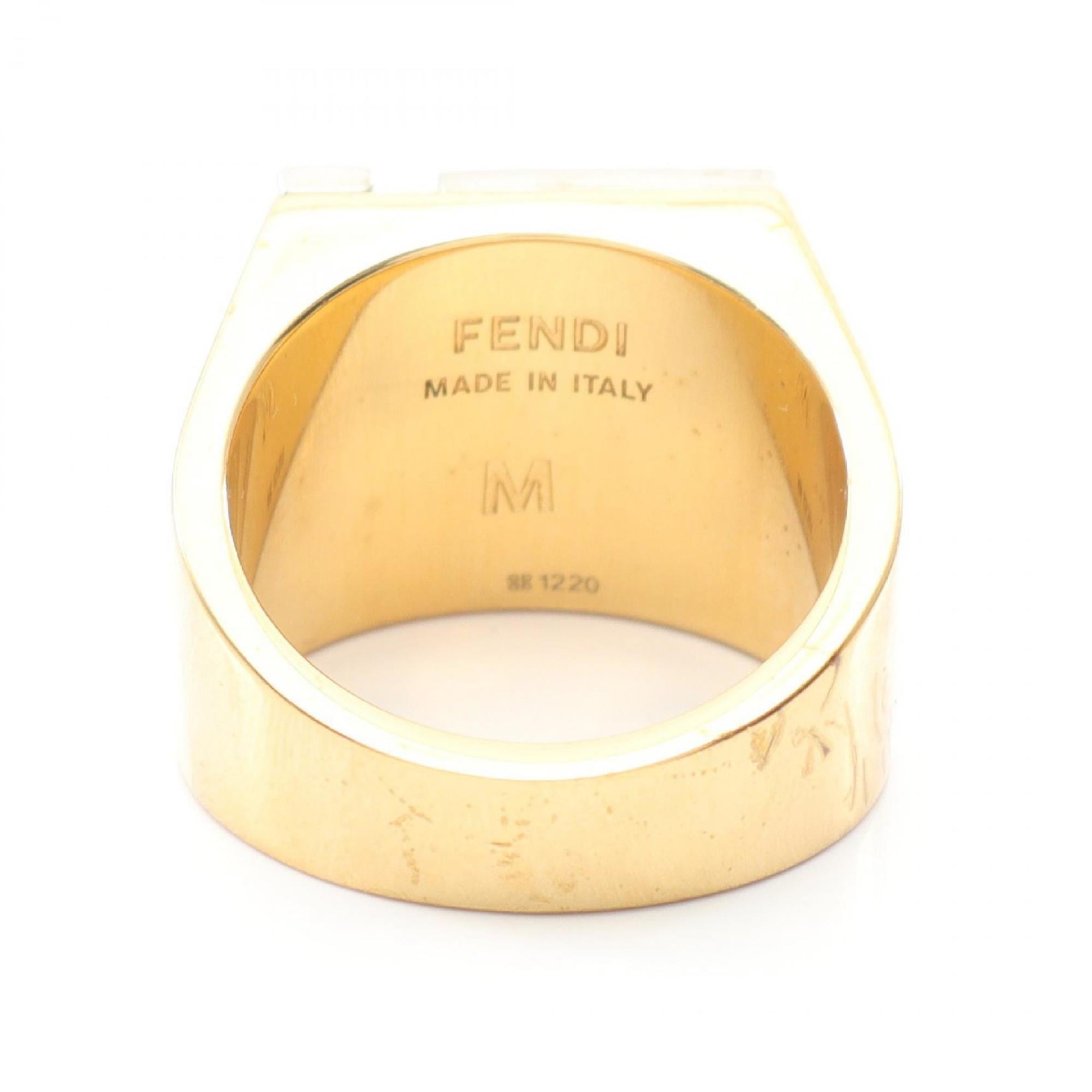 Fendi Gold Silver Gold Plating Band Ring (Pre-Owned)