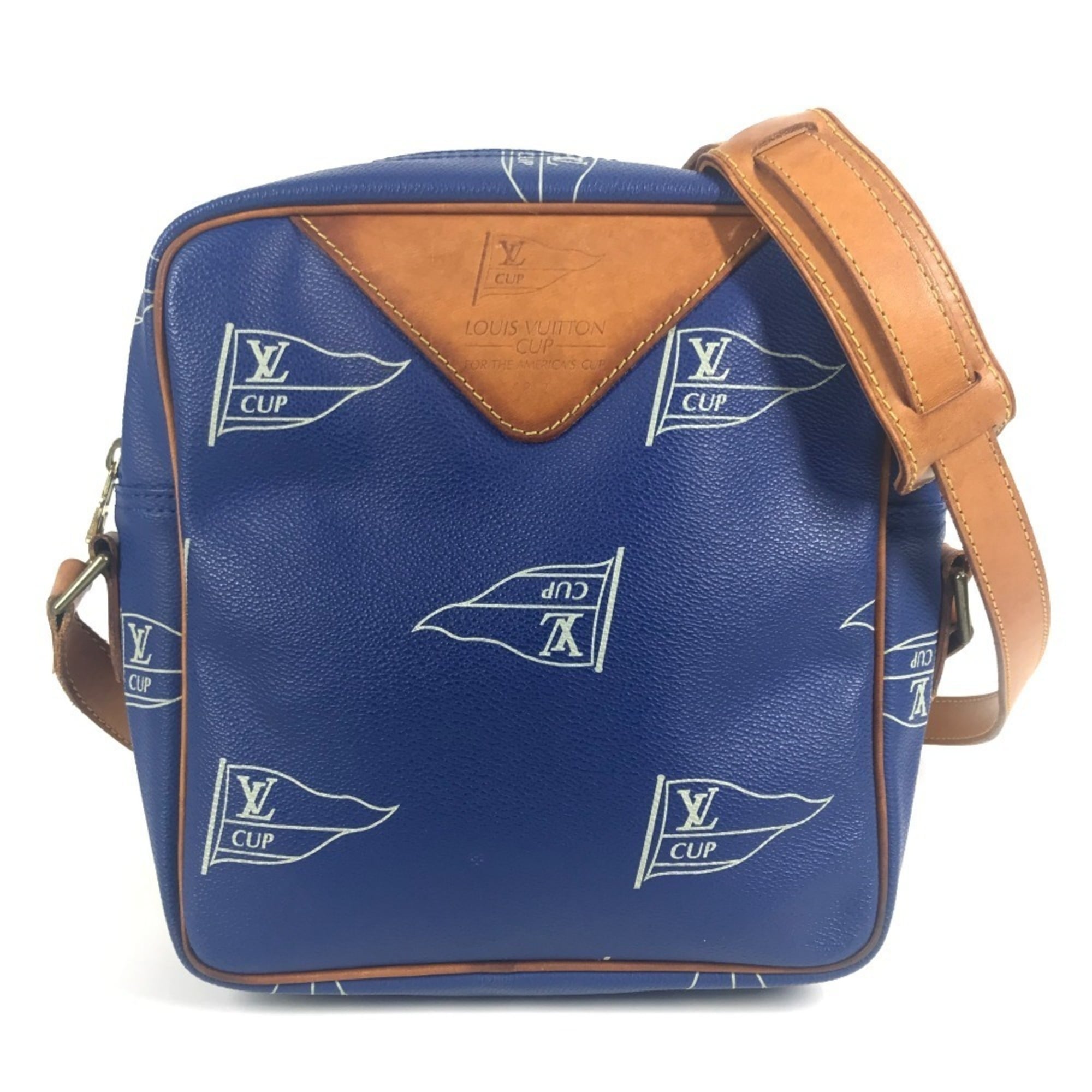 Louis Vuitton Louis Vuitton Cup Blue Leather Pochette Shoulder Bag (Pre-Owned)