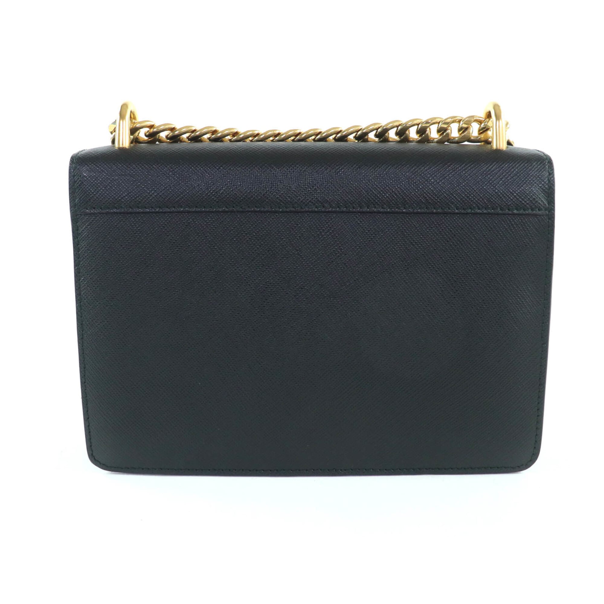 Prada Black Saffiano Triangle Leather Shoulder Bag (Pre-Owned)