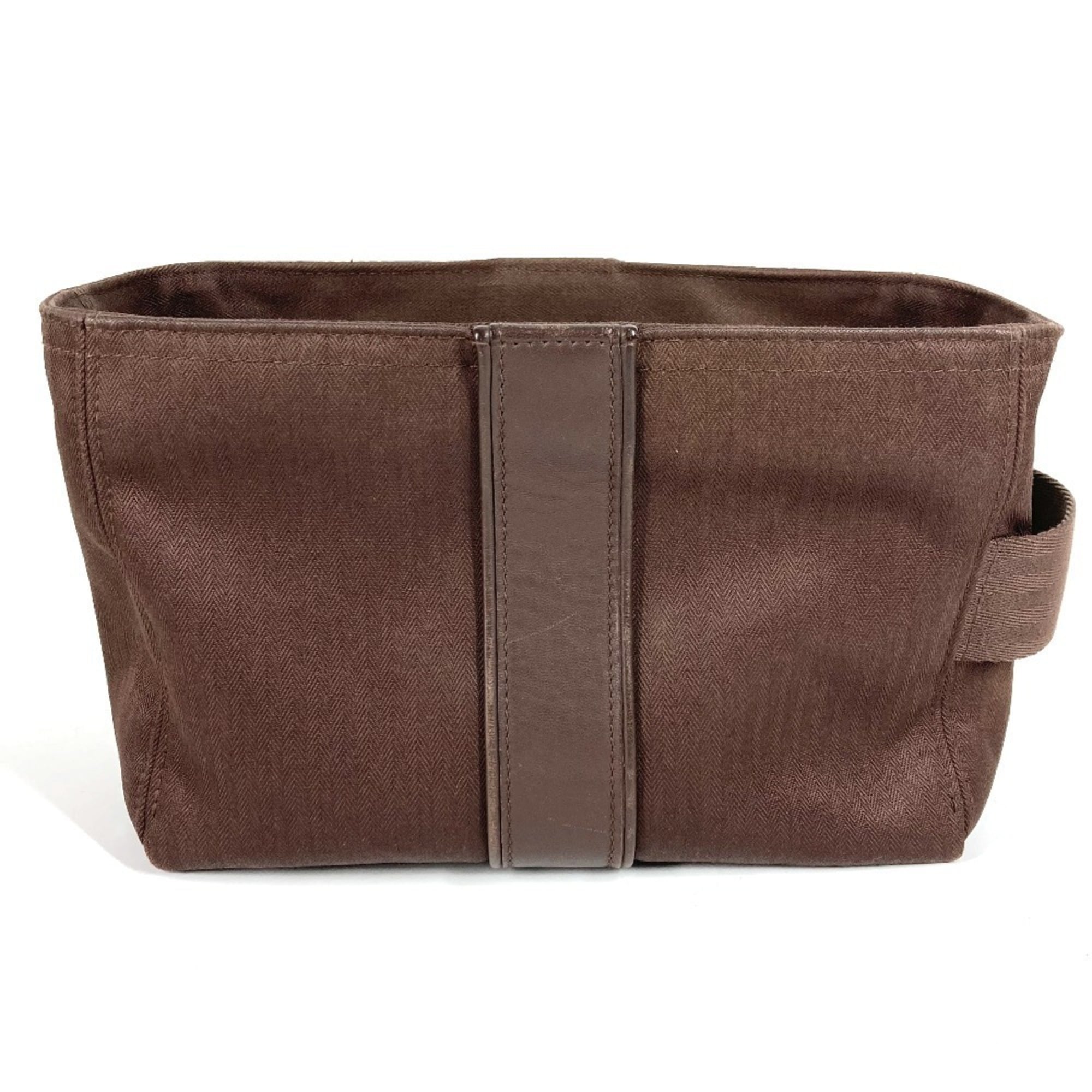 Hermes Brown Toile Chevron Clutch Bag Pouch (Pre-Owned)