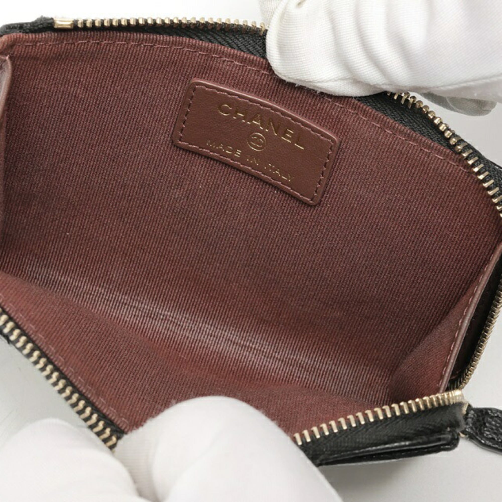 Chanel Black Grained Calfskin Coin Purse/Coin Case (Pre-Owned)