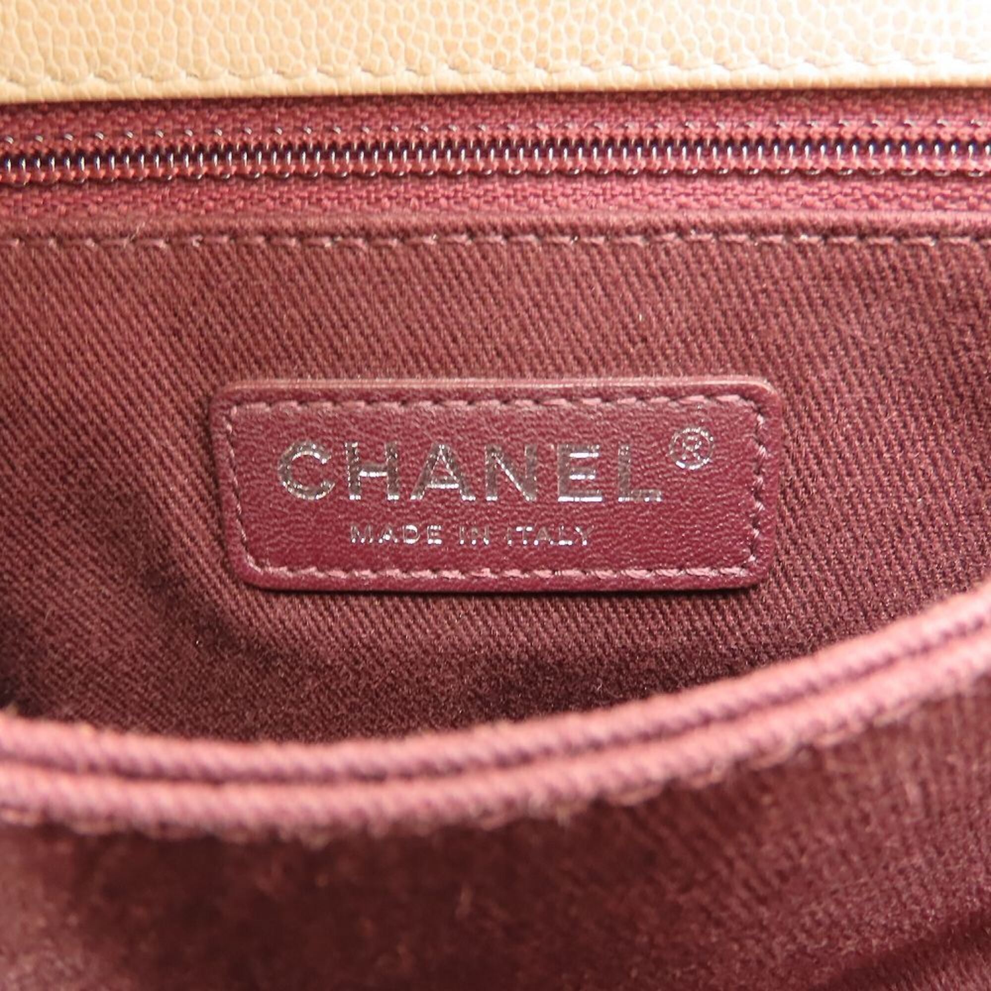 Chanel Matelasse Beige Grained Calfskin Handbag Shoulder Bag (Pre-Owned)