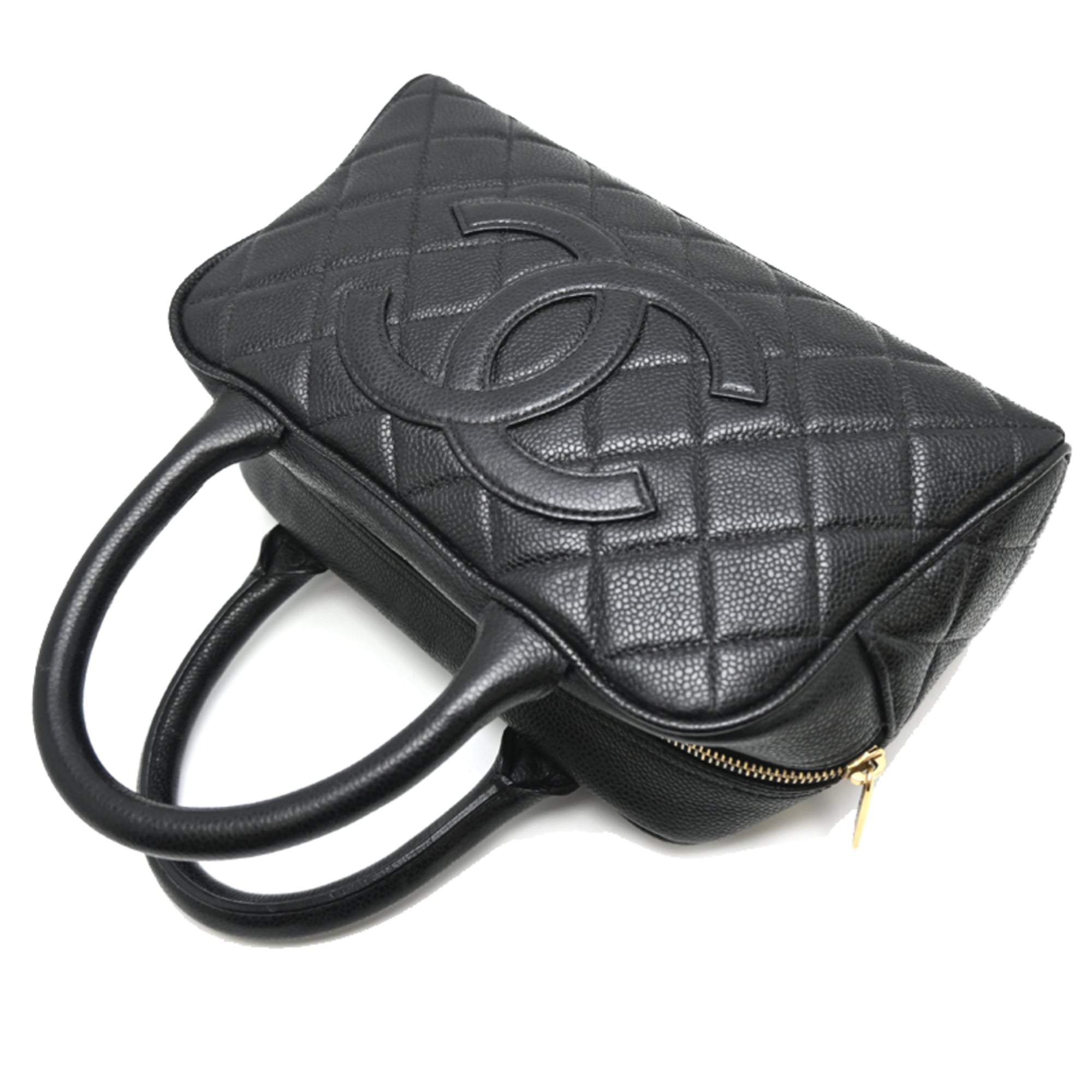 Chanel Black Grained Calfskin Handbag (Pre-Owned)