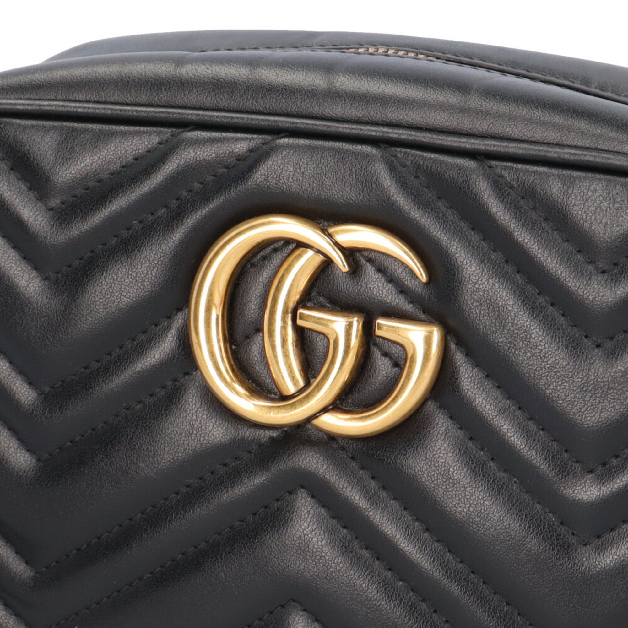 Gucci Gg Marmont Black Leather Handbag Shoulder Bag (Pre-Owned)
