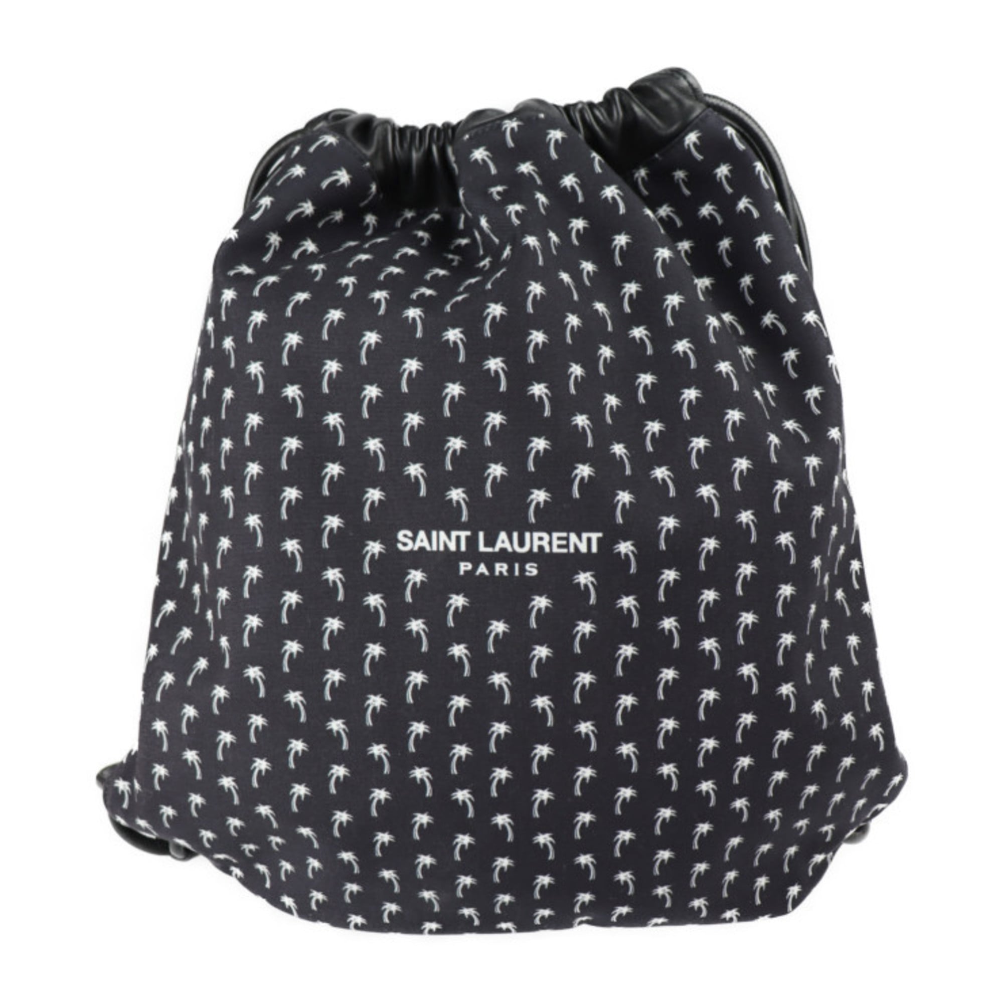 Yves Saint Laurent Black Canvas Leather Backpack Handbag (Pre-Owned)