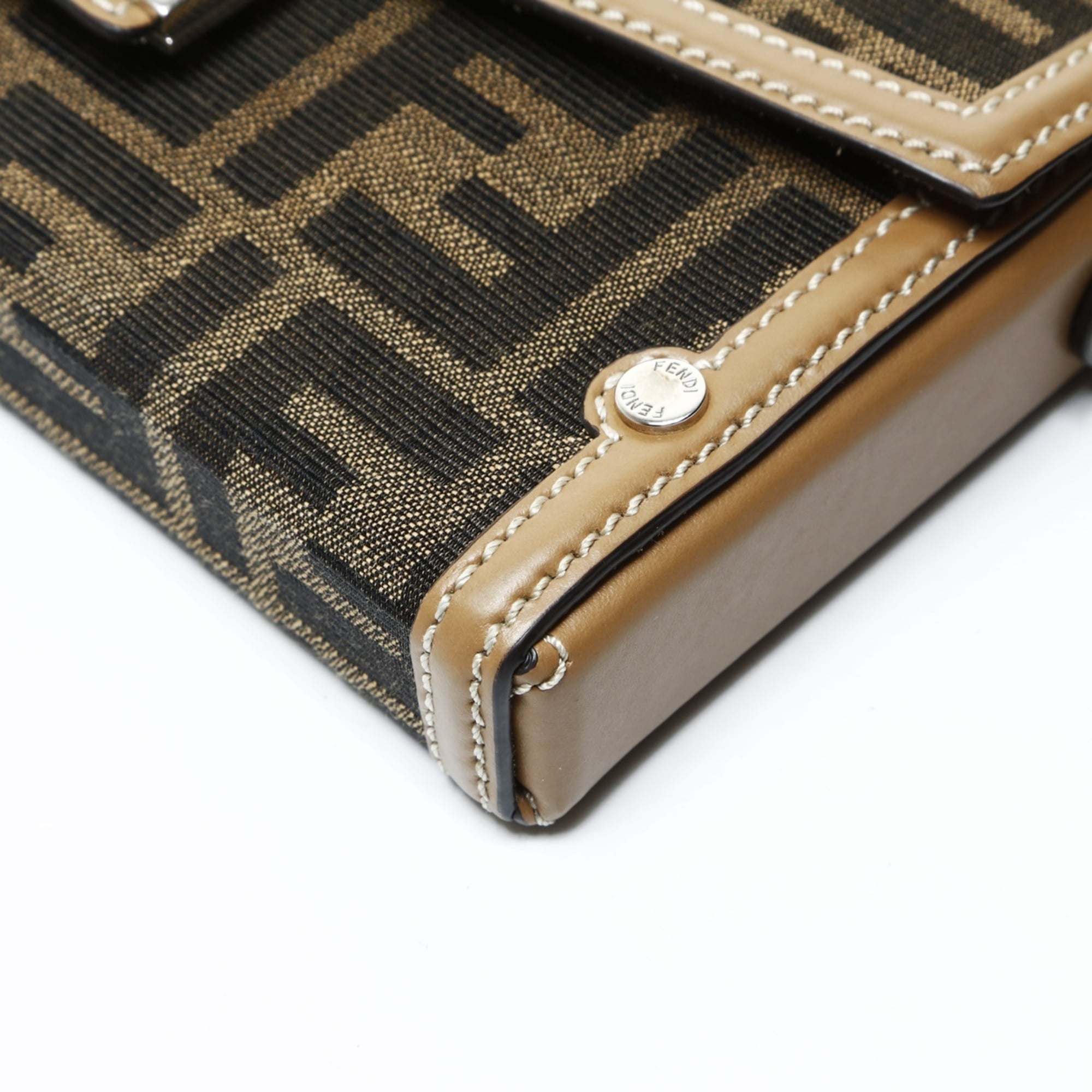 Fendi Zucca Brown Pouch Shoulder Bag (Pre-Owned)