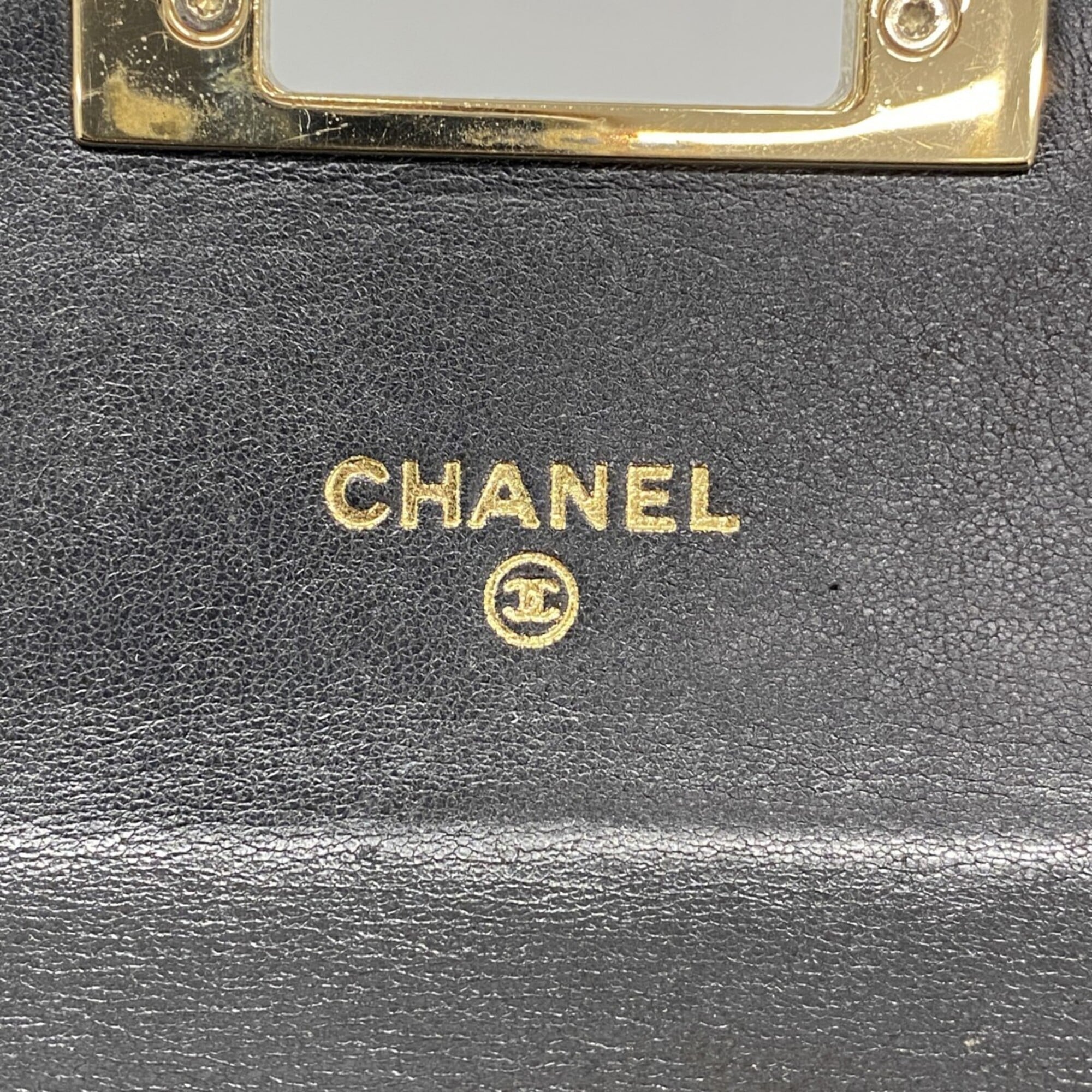 Chanel Black Leather Long Wallet (Bi-Fold) (Pre-Owned)