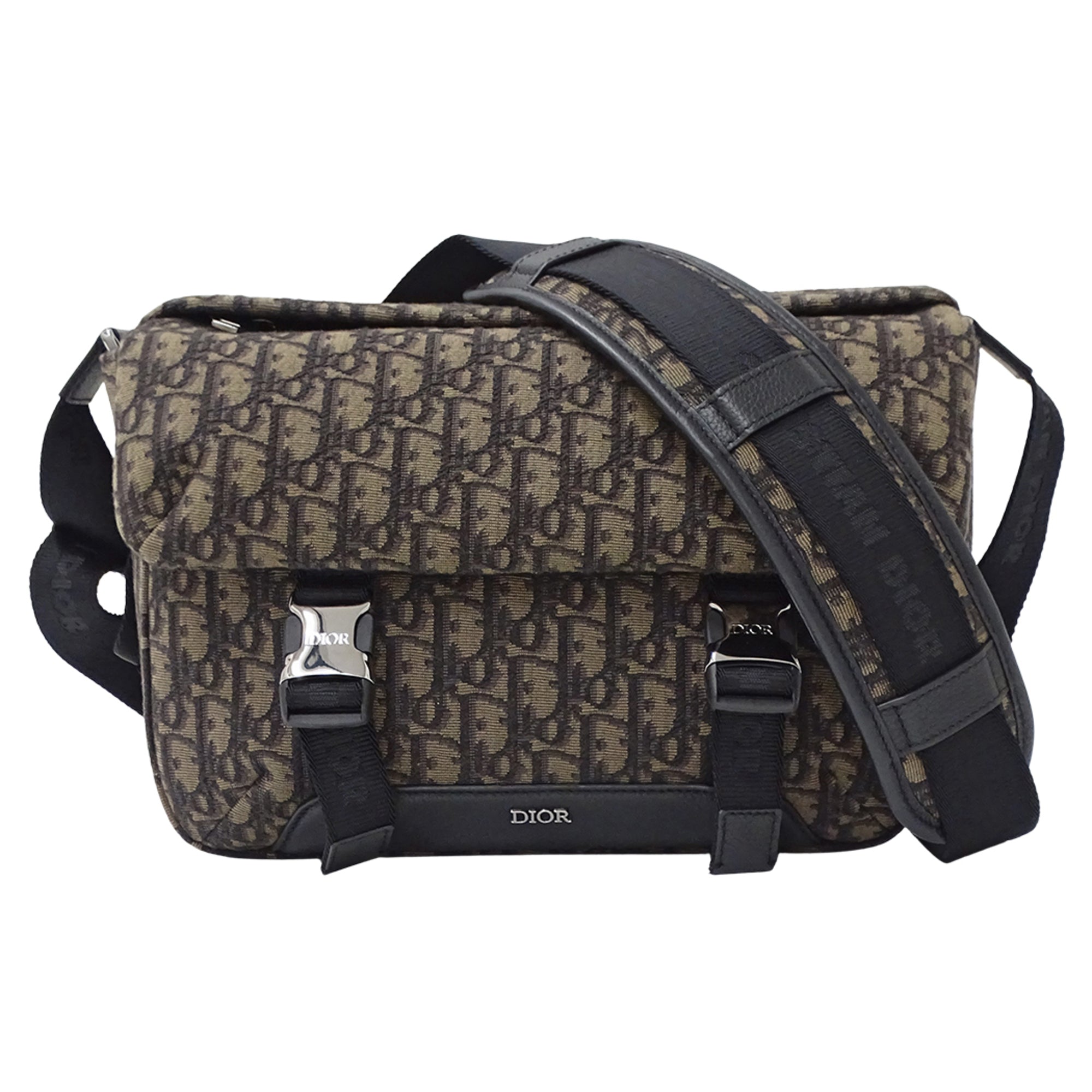 Christian Dior Brown Jacquard Handbag Messenger Bag Shoulder Bag (Pre-Owned)