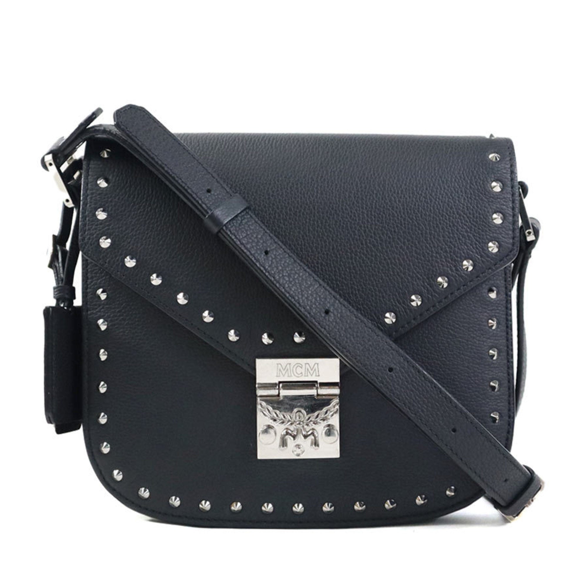 Mcm Black Leather Shoulder Bag (Pre-Owned)