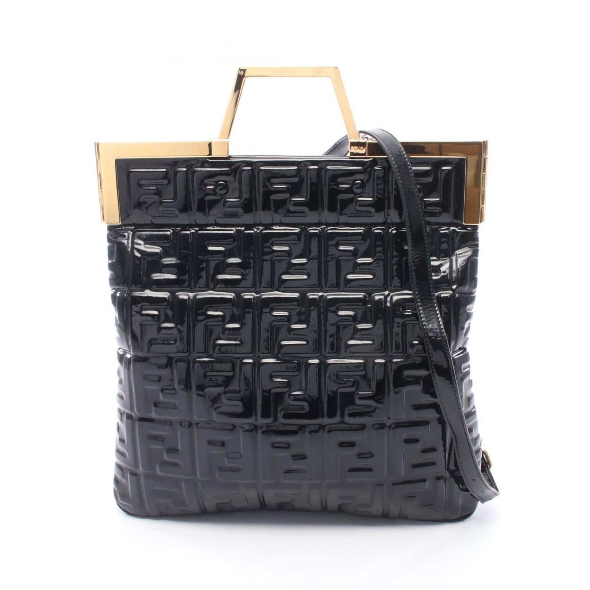 Fendi Black Patent Leather Handbag Tote Bag (Pre-Owned)