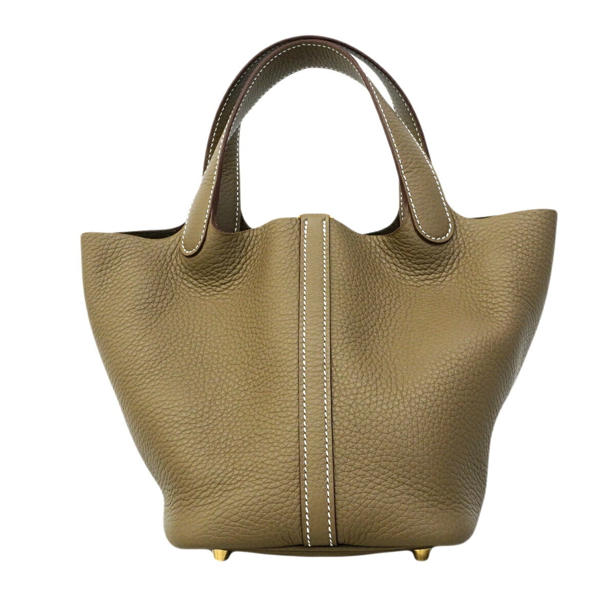 Hermes Etoupe Gray Taurillon Clemence Leather Handbag (Pre-Owned)