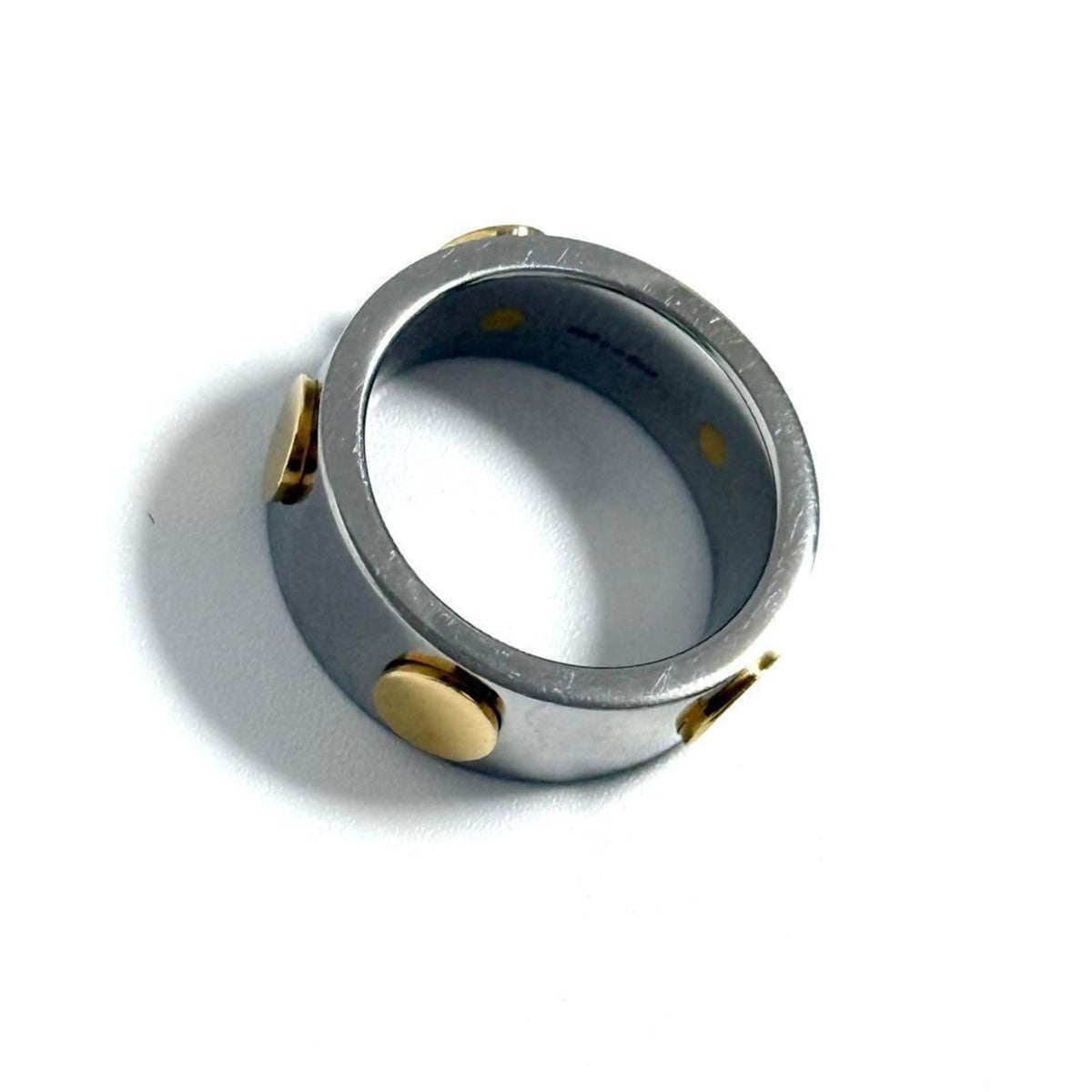 Gucci Stainless Steel Yellow Gold Band Ring (Pre-Owned)