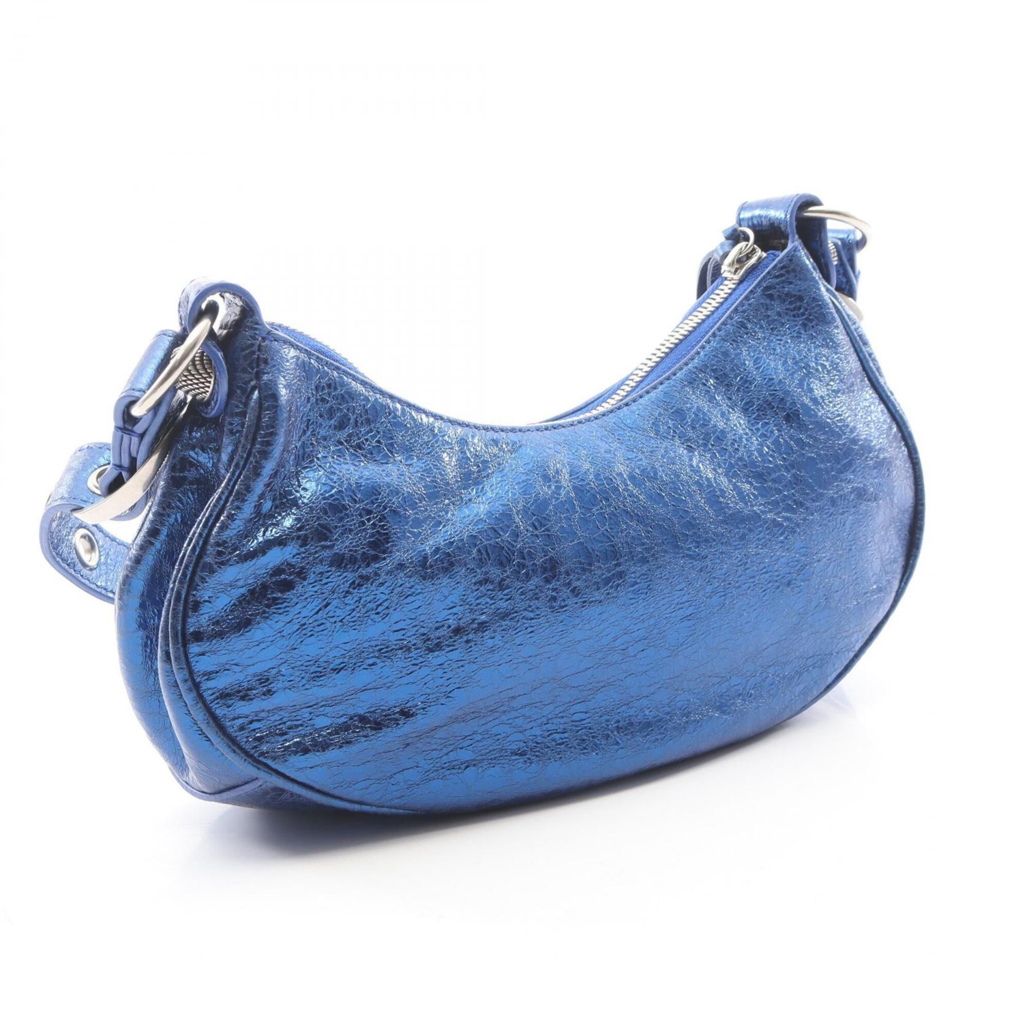 Balenciaga Blue Metallic Leather Handbag Shoulder Bag (Pre-Owned)