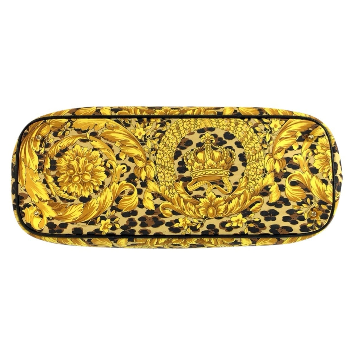 Versace Black Yellow Pvc Leather Handbag Tote Bag (Pre-Owned)