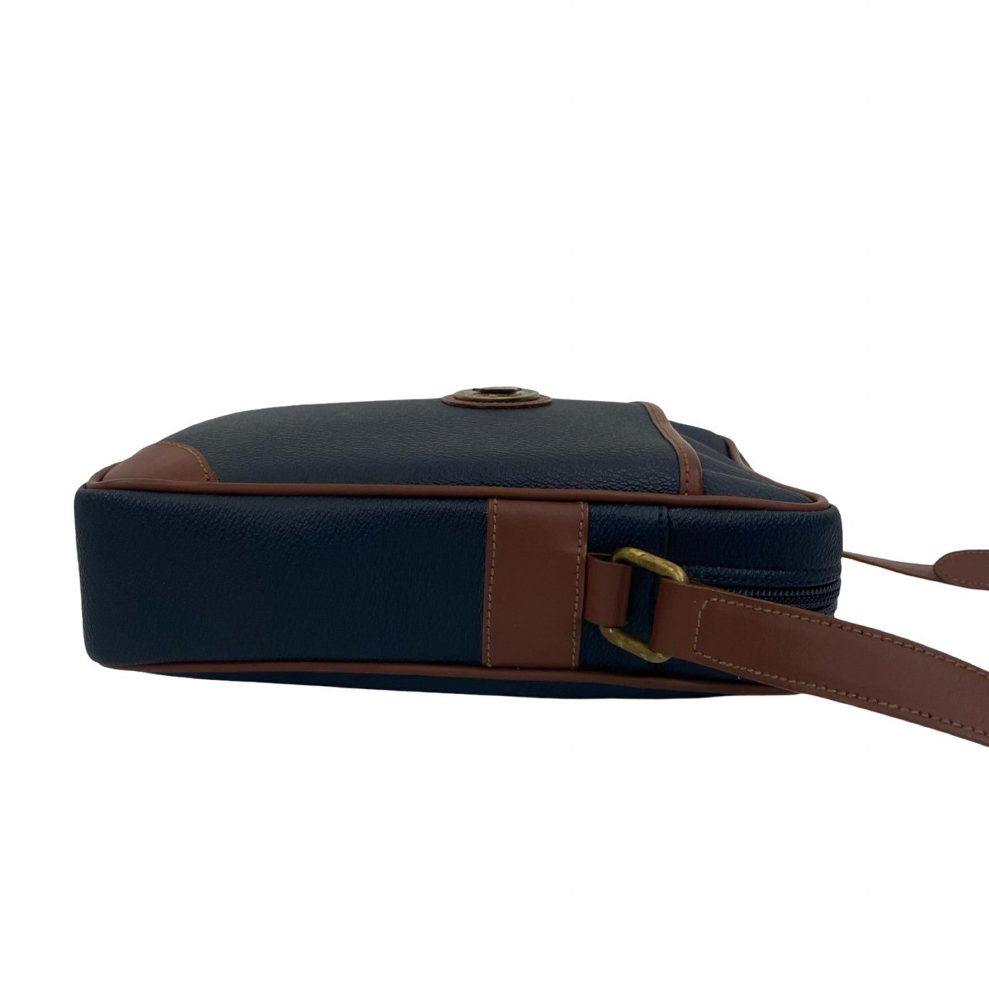 Burberry Brown Navy Leather Pvc Pochette Shoulder Bag (Pre-Owned)