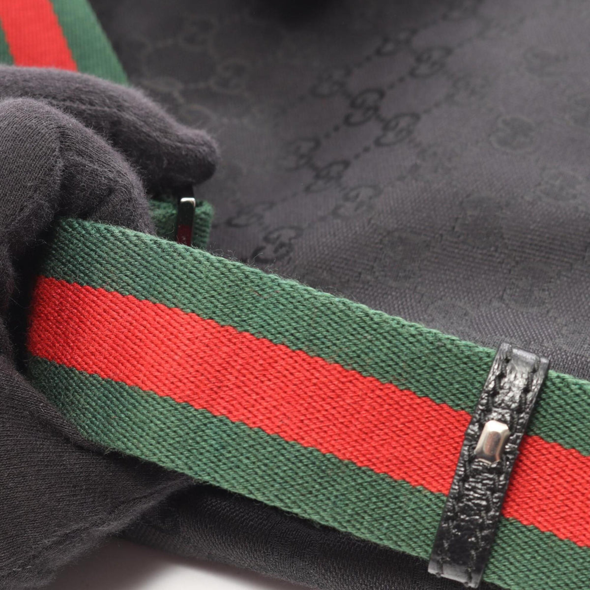 Gucci Black Canvas Leather Handbag Shoulder Bag (Pre-Owned)