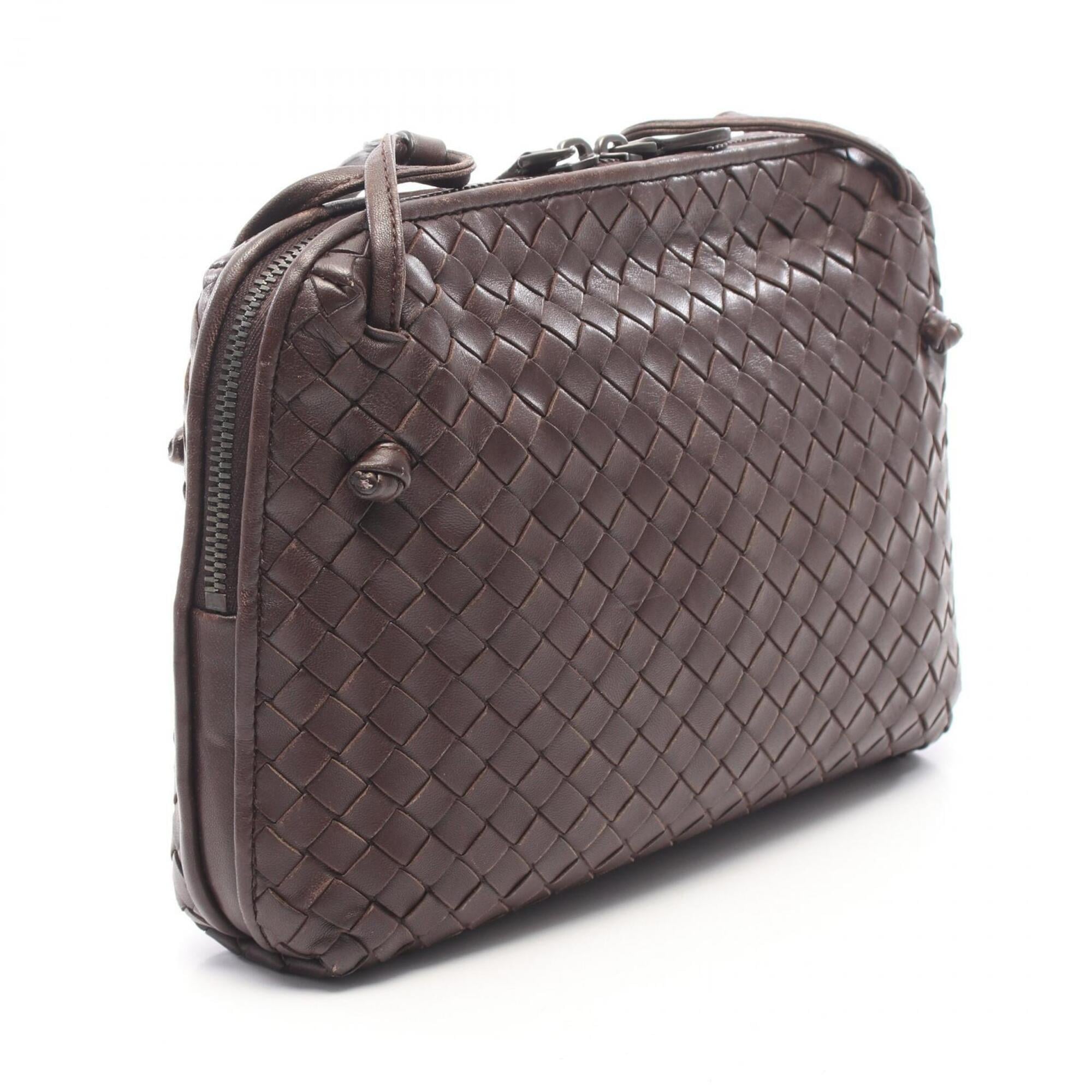 Bottega Veneta Intrecciato Brown Leather Handbag Shoulder Bag (Pre-Owned)
