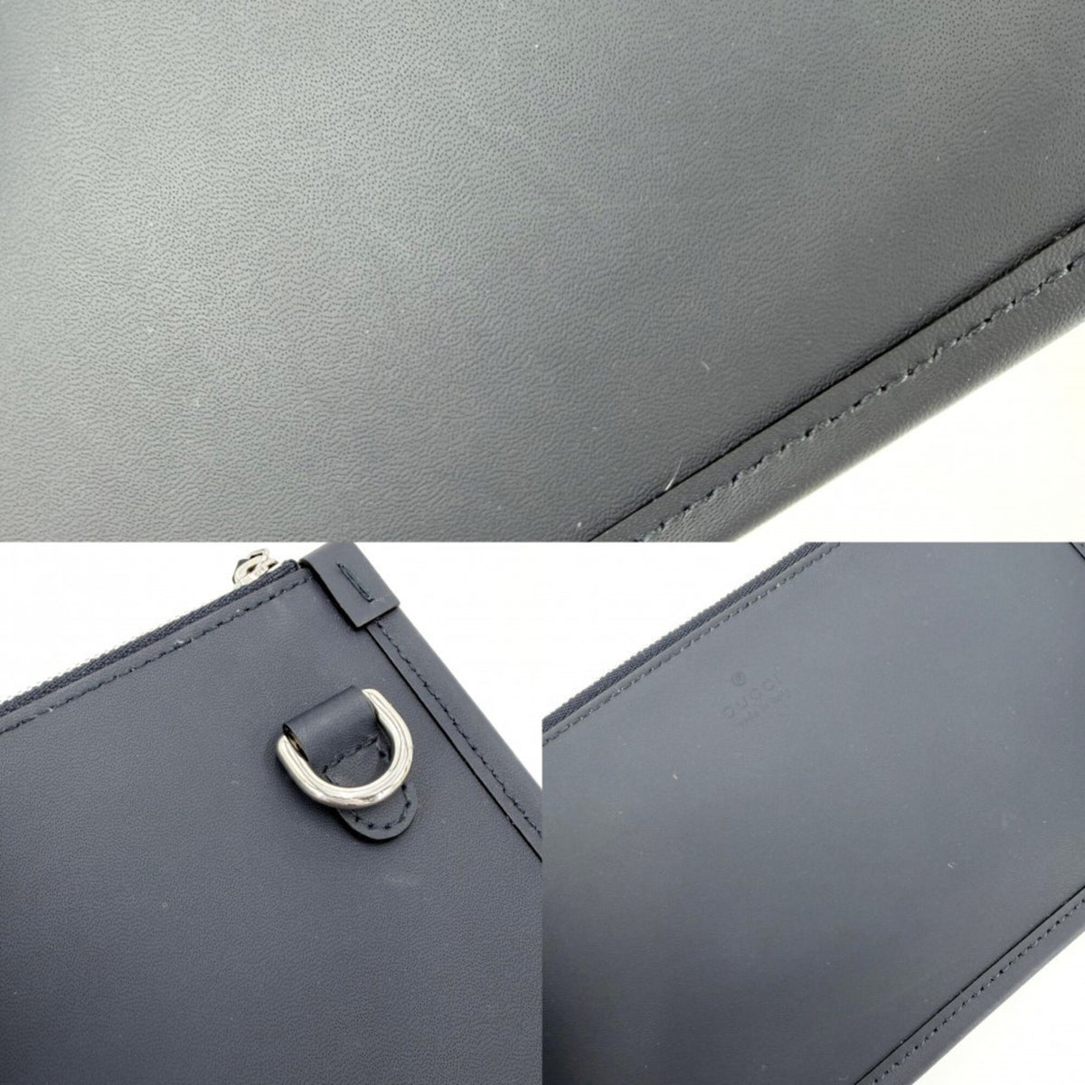 Gucci Beige Navy Cotton Canvas Leather Handbag Shoulder Bag (Pre-Owned)
