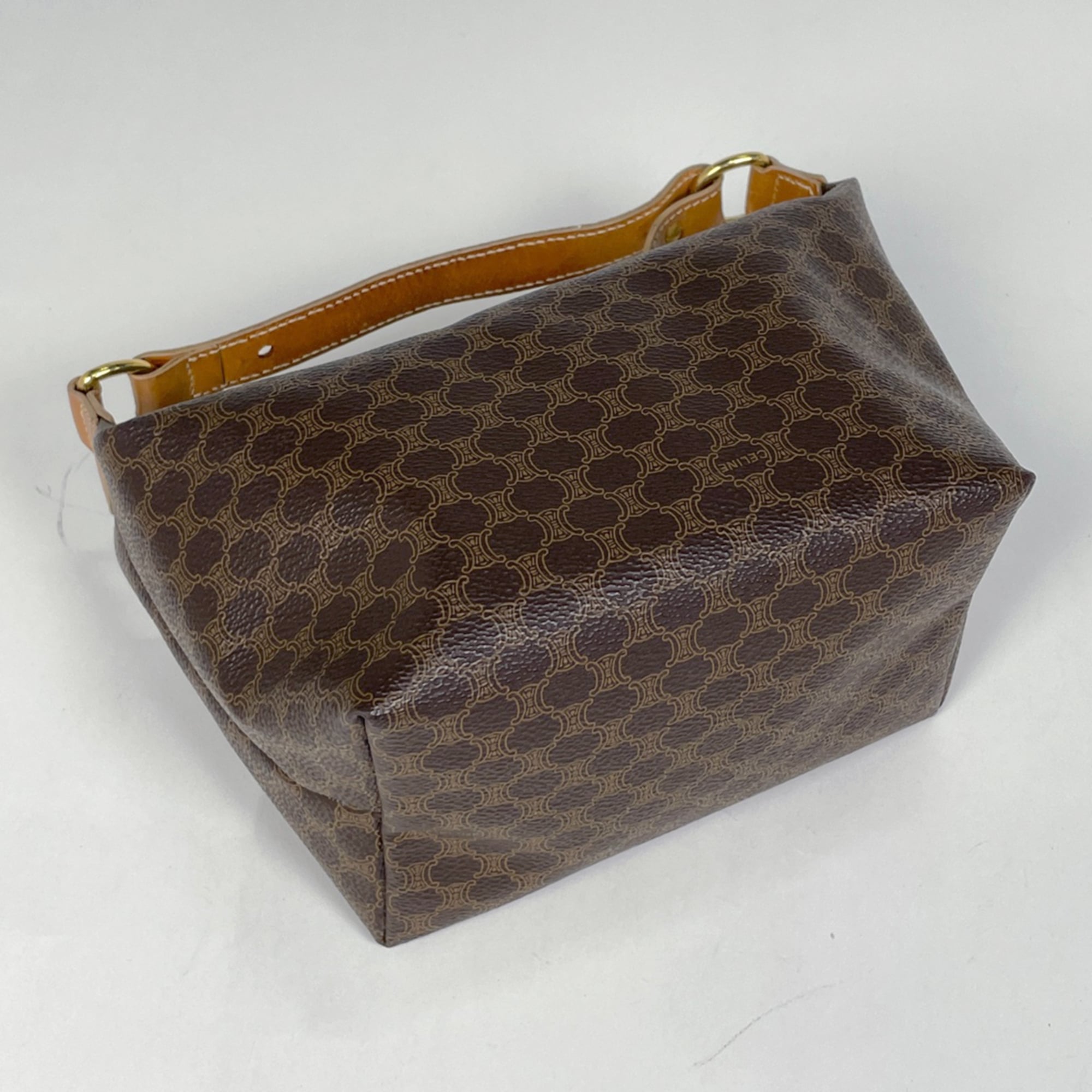 Celine Brown Coated Canvas Leather Handbag Pouch (Pre-Owned)