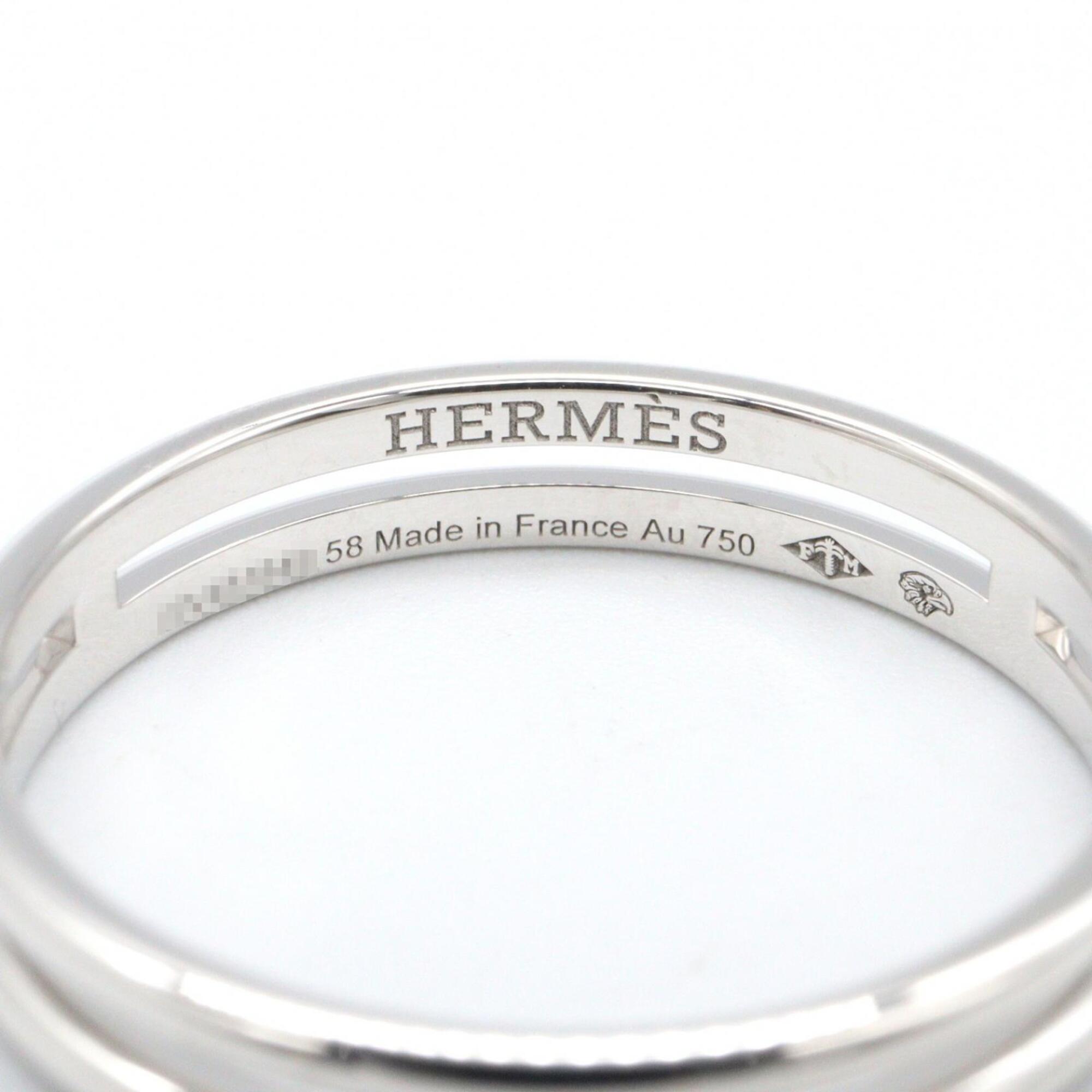 Hermes Silver White Gold (18K) Band Ring (Pre-Owned)