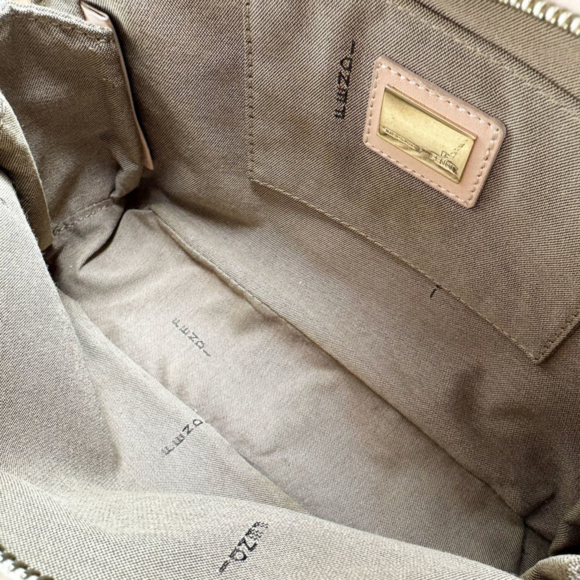 Fendi Beige Light Pink Canvas Leather Handbag (Pre-Owned)
