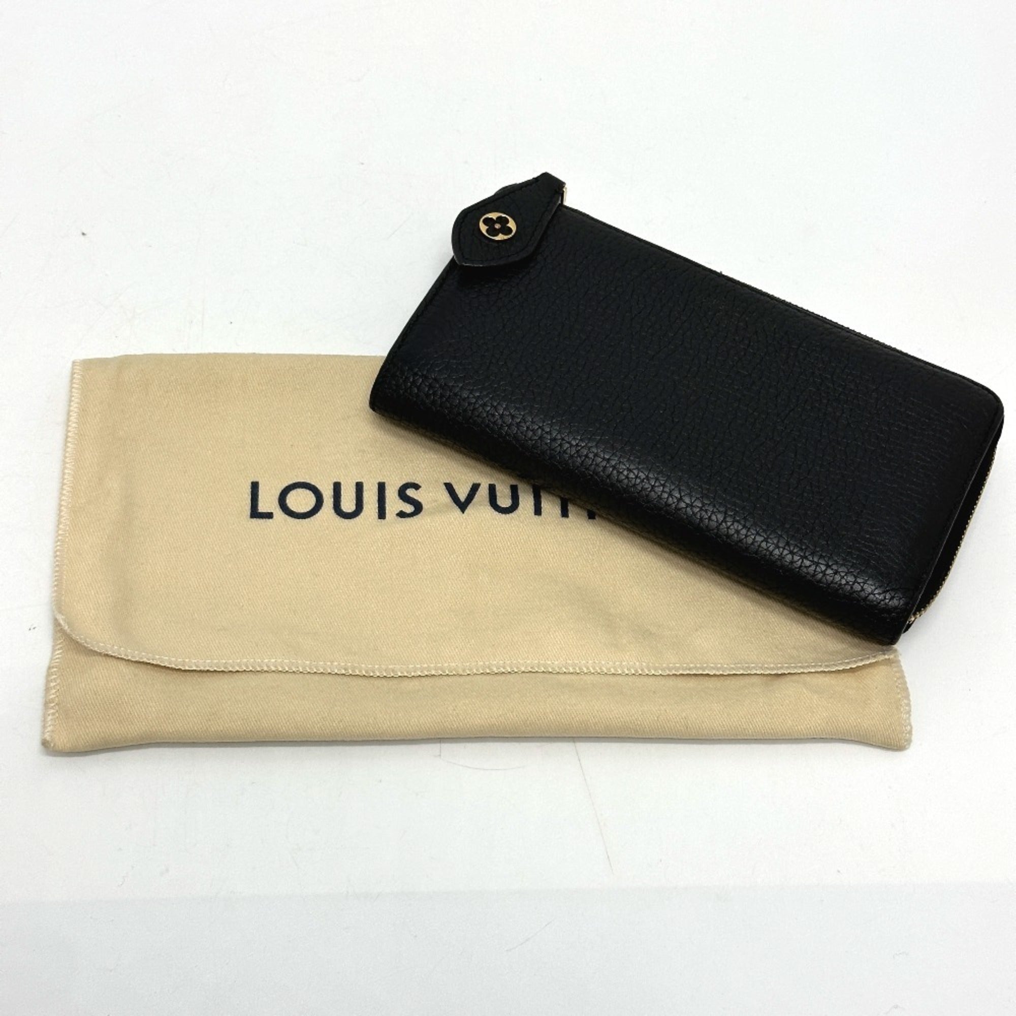 Louis Vuitton Black Leather Long Wallet (Bi-Fold) (Pre-Owned)