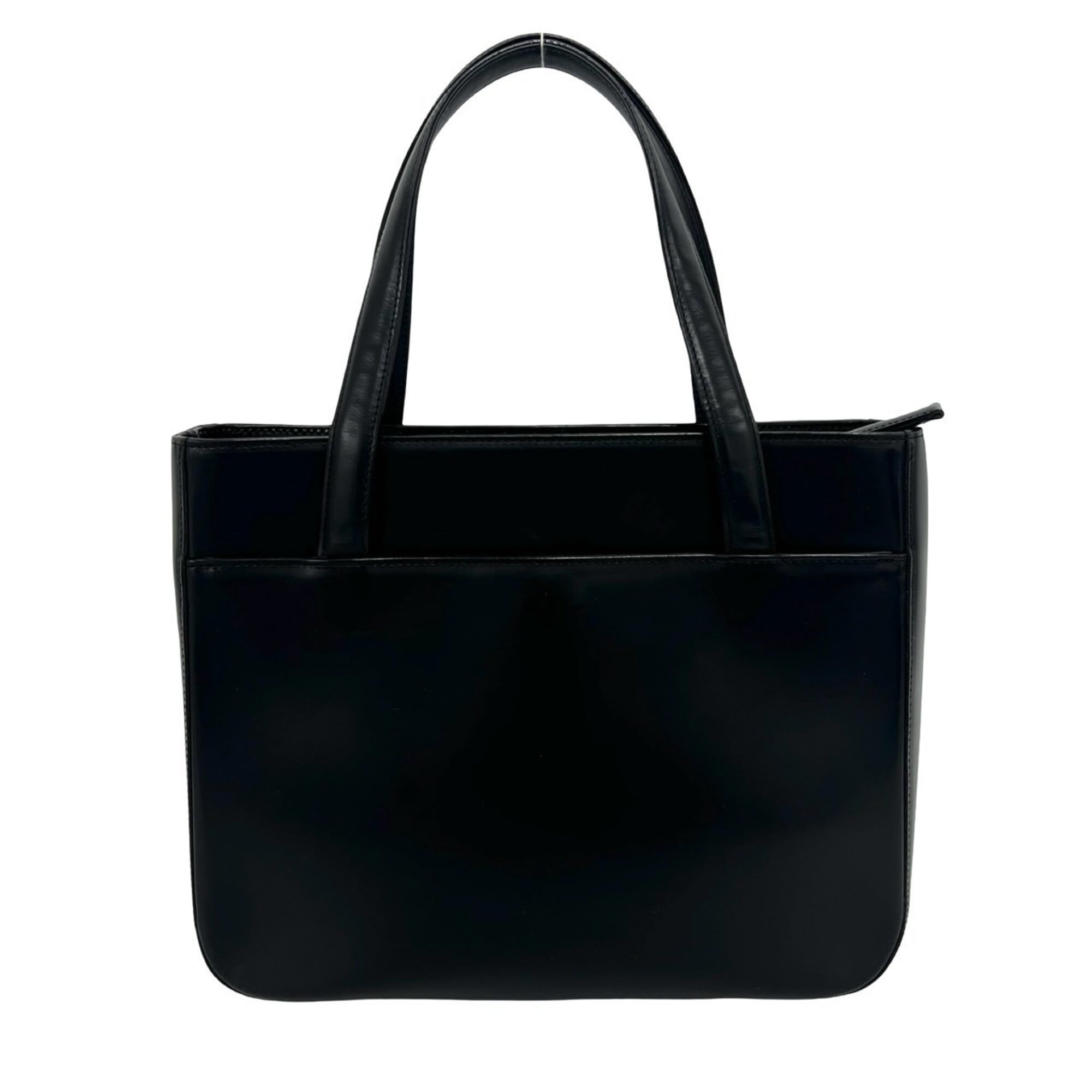 Burberry Beige Black Leather Canvas Handbag Tote Bag (Pre-Owned)