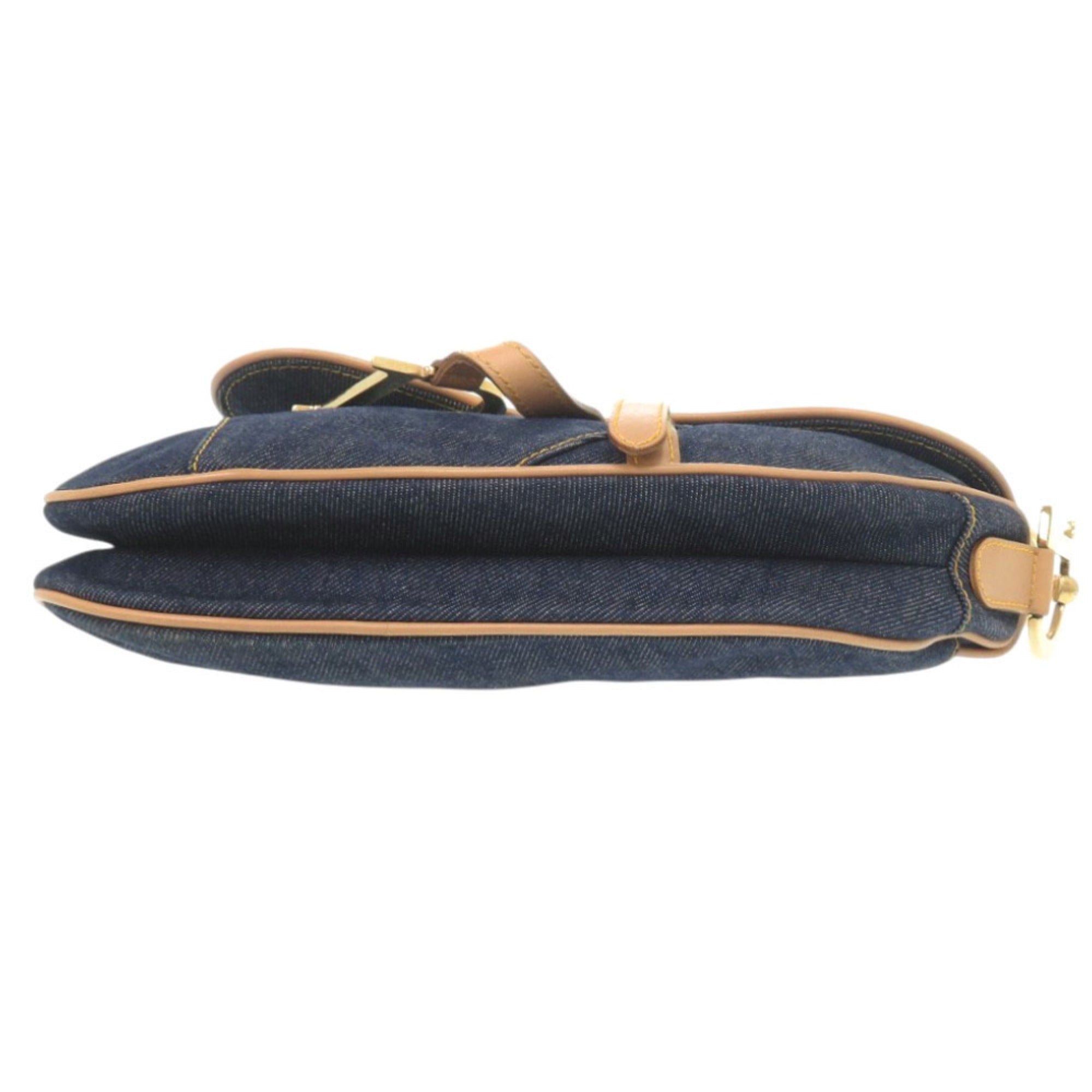Christian Dior Navy Denim Leather Handbag Saddle Bag (Pre-Owned)