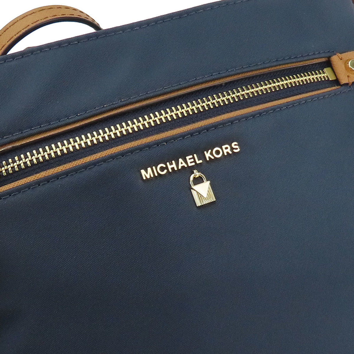 Michael Kors Brown Navy Nylon Leather Shoulder Bag (Pre-Owned)