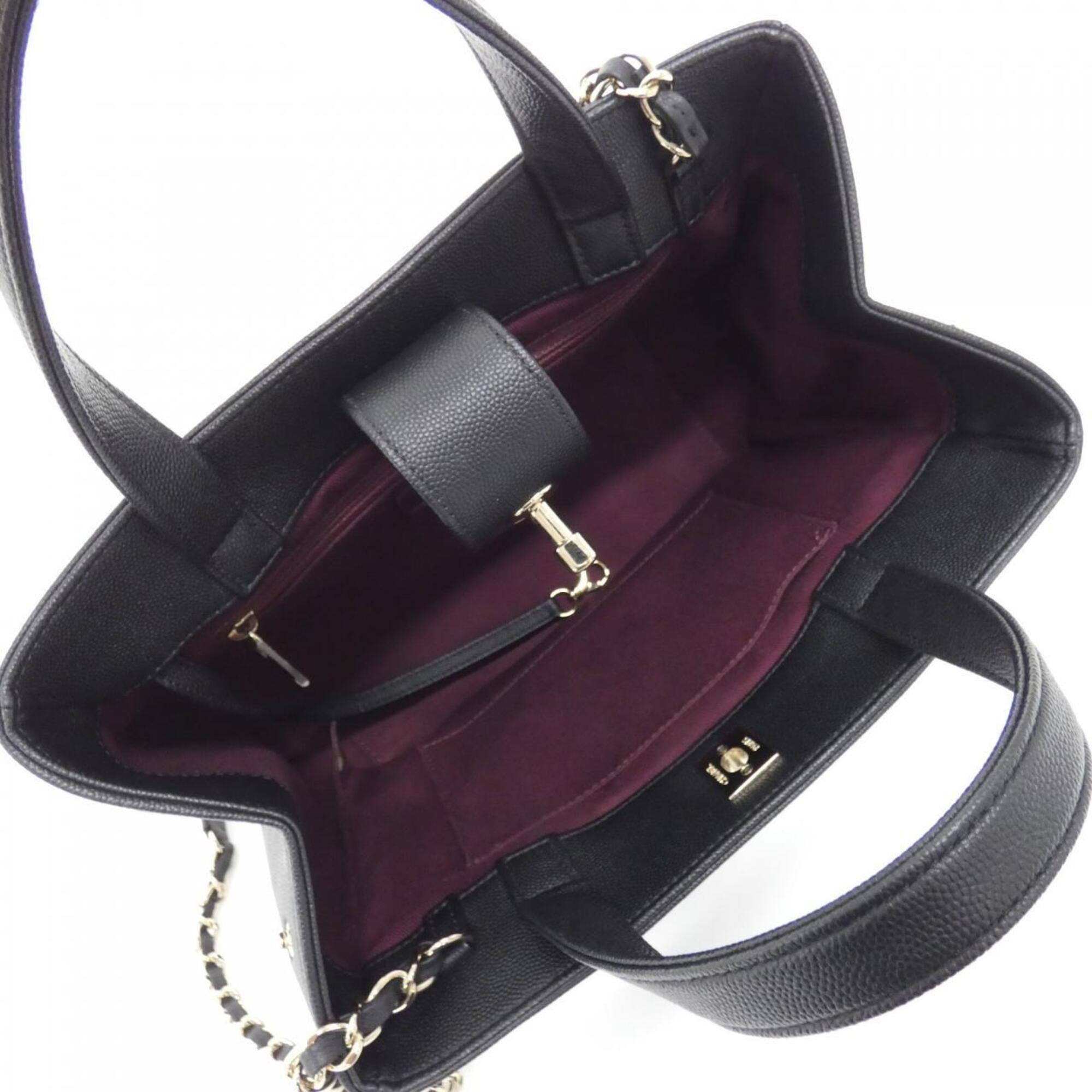 Chanel Black Bordeaux Grained Calfskin Handbag (Pre-Owned)