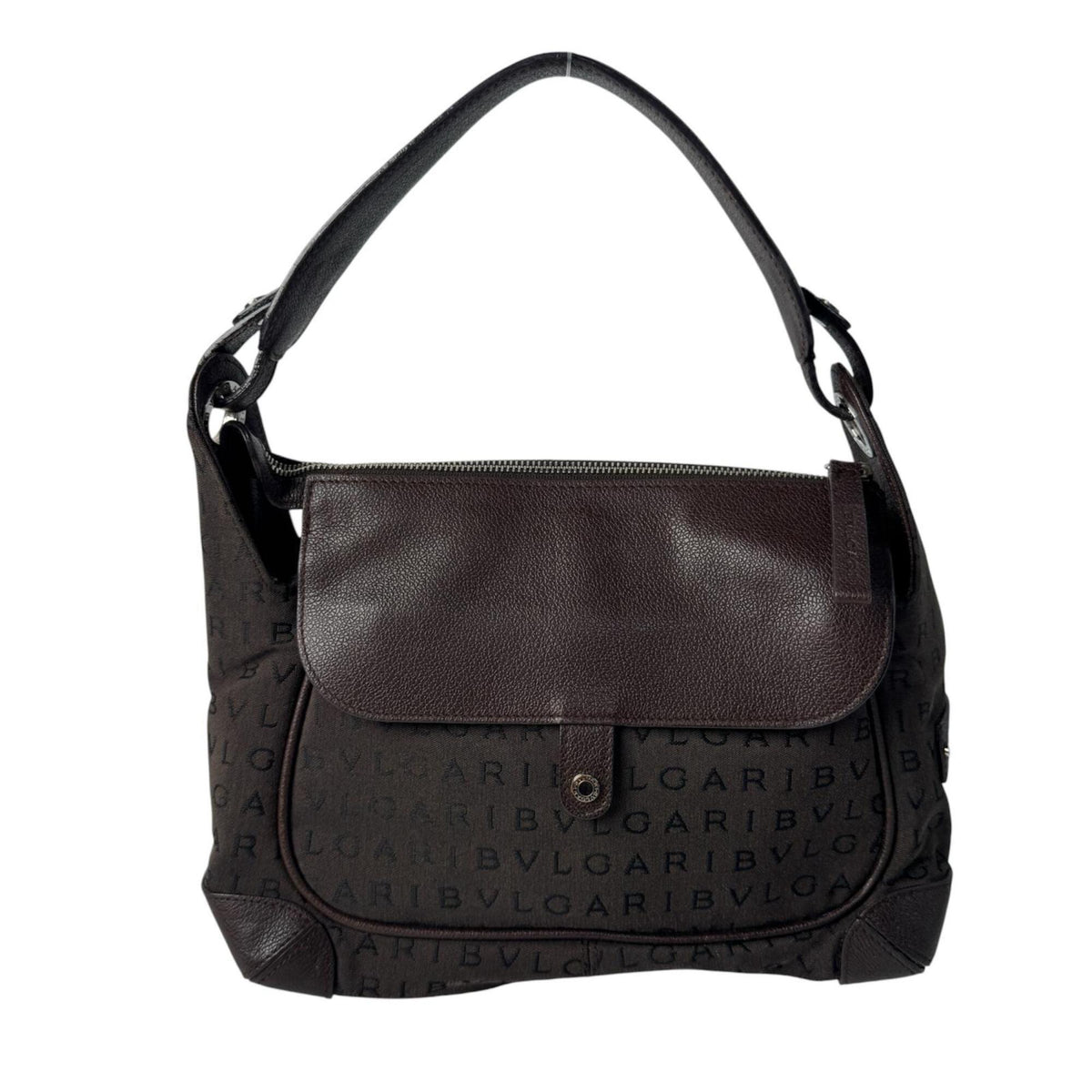 Bvlgari Brown Canvas Leather Shoulder Bag (Pre-Owned)