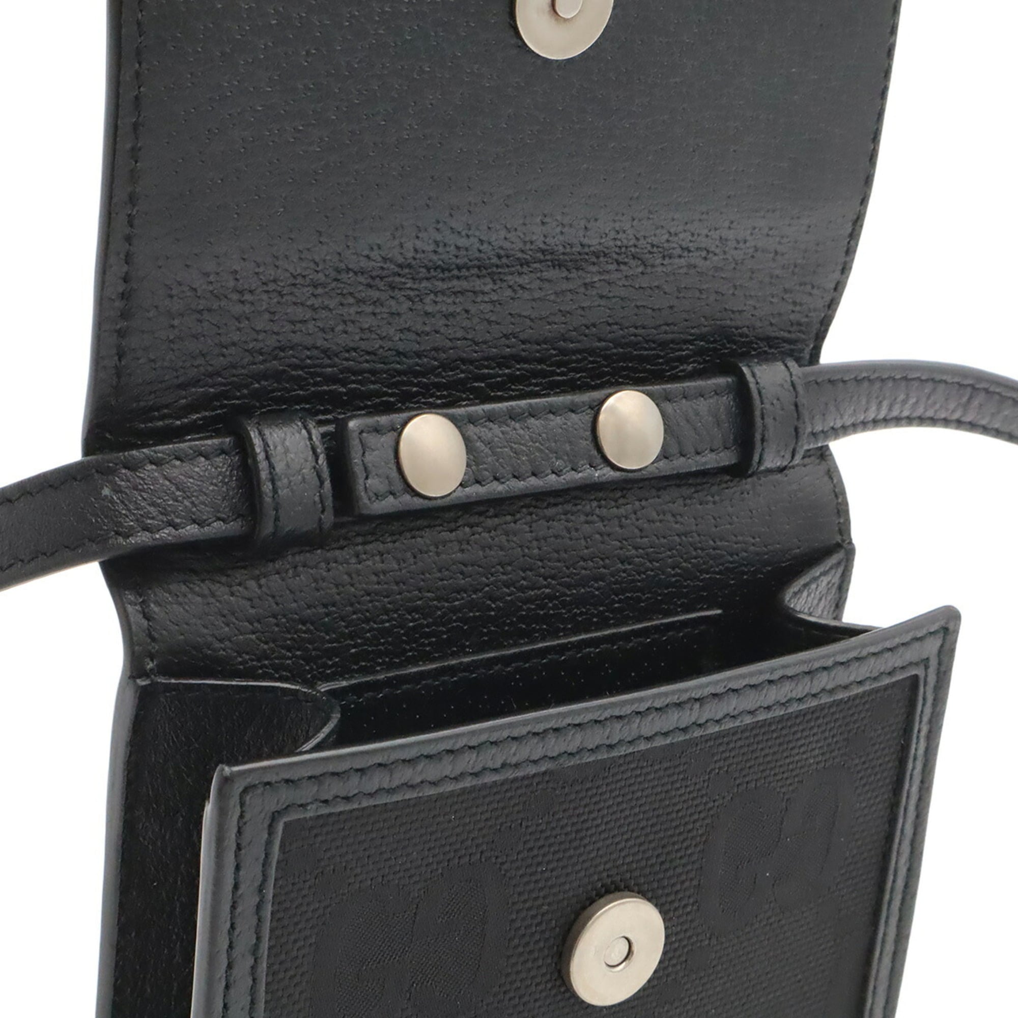 Gucci Black Nylon Canvas Leather Pochette Shoulder Bag (Pre-Owned)