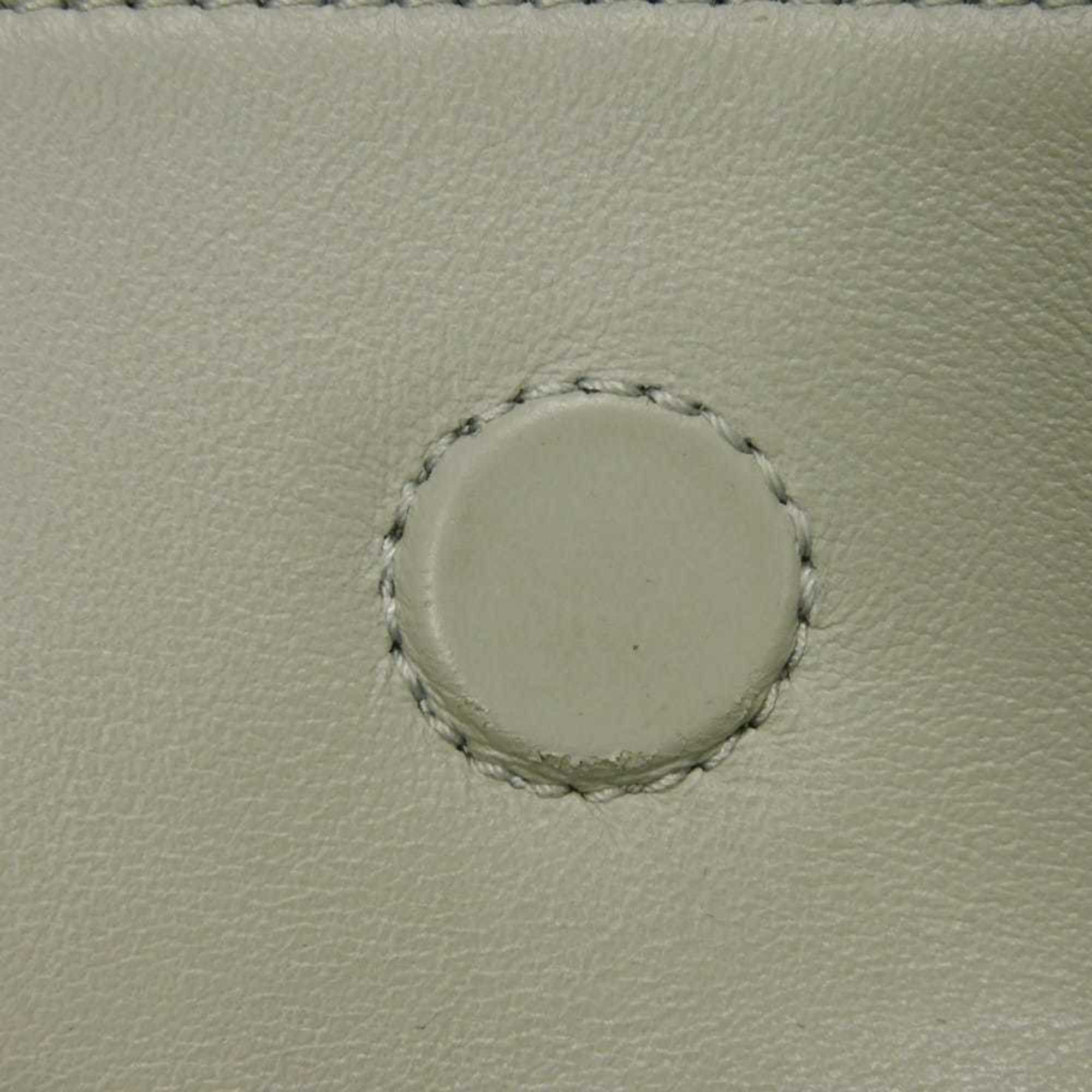 Celine Pale Gray Leather Pochette Shoulder Bag (Pre-Owned)