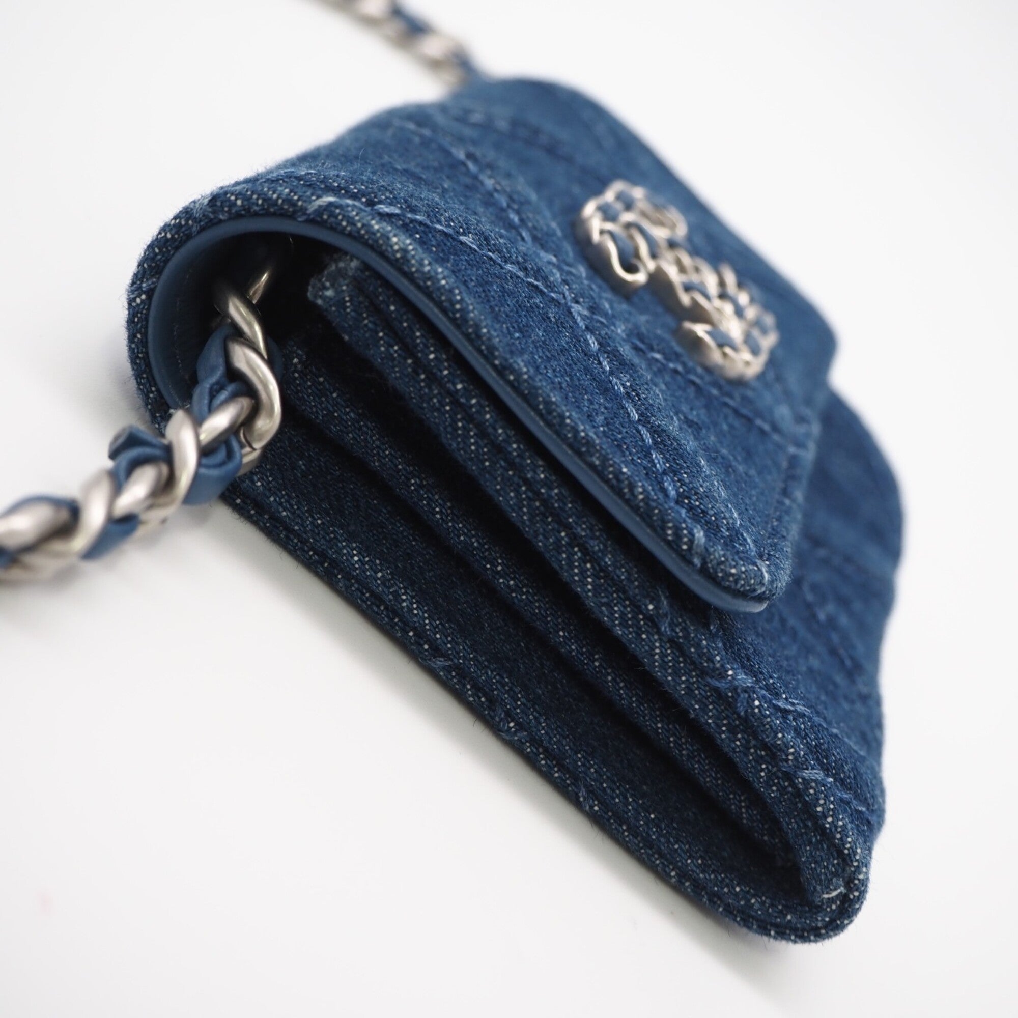 Chanel Denim Blue Denim Leather Shoulder Bag (Pre-Owned)