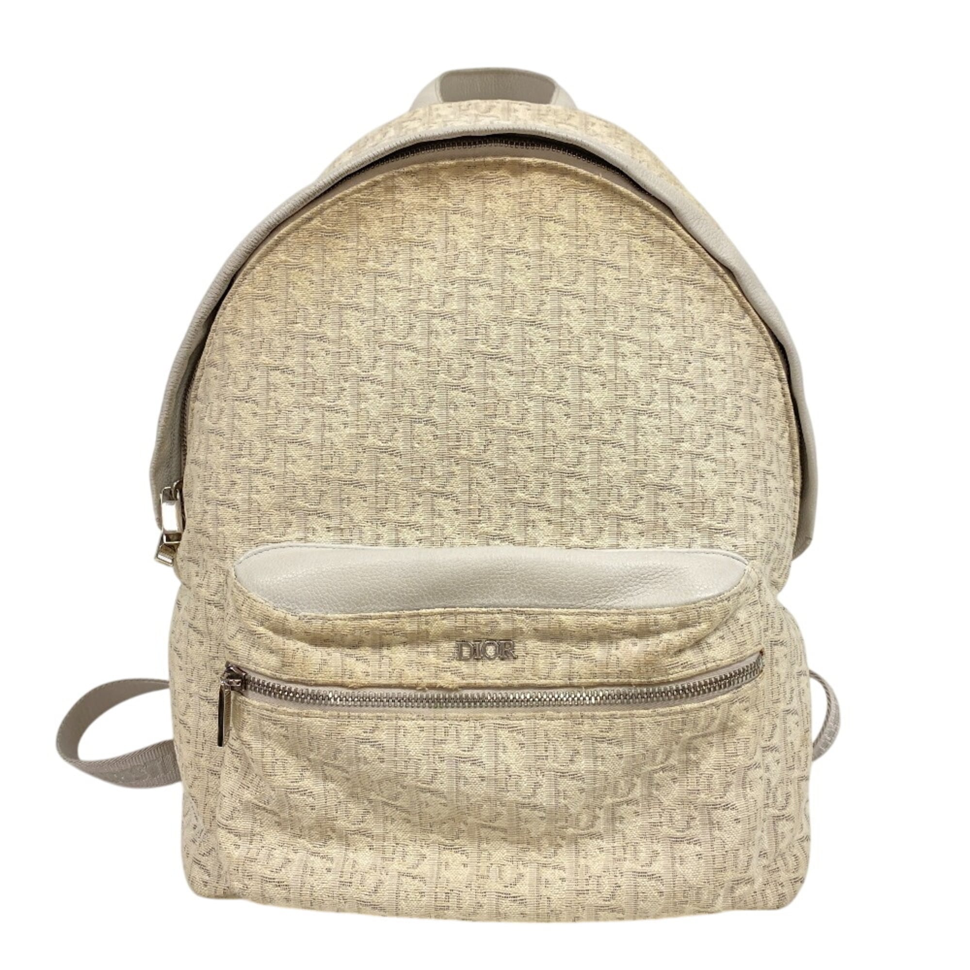 Christian Dior Trotter White Canvas Backpack (Pre-Owned)
