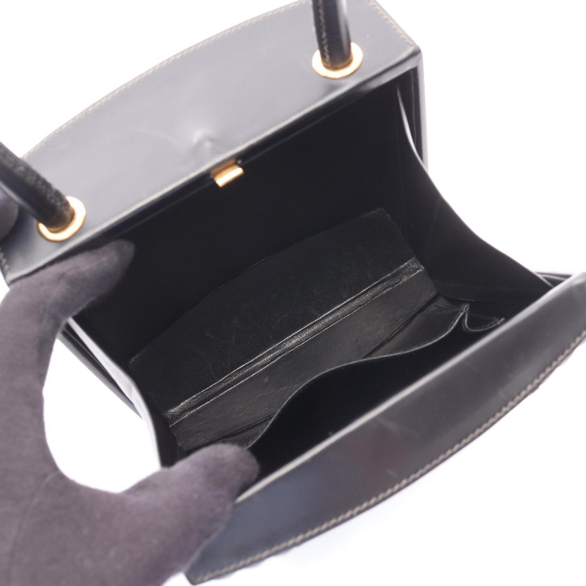 Hermes Black Box Calf Leather Leather Handbag (Pre-Owned)
