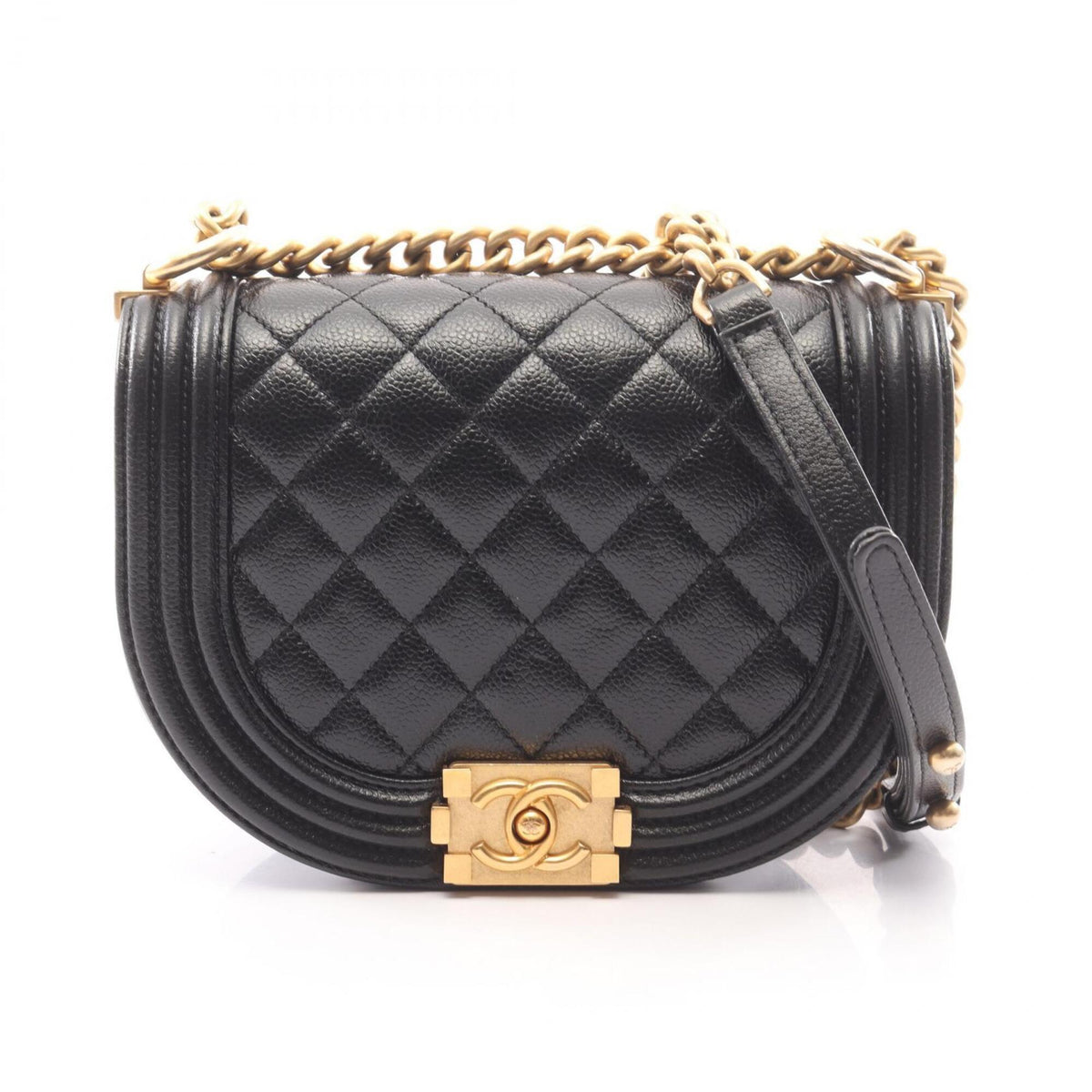 Chanel Black Grained Calfskin Handbag Shoulder Bag (Pre-Owned)