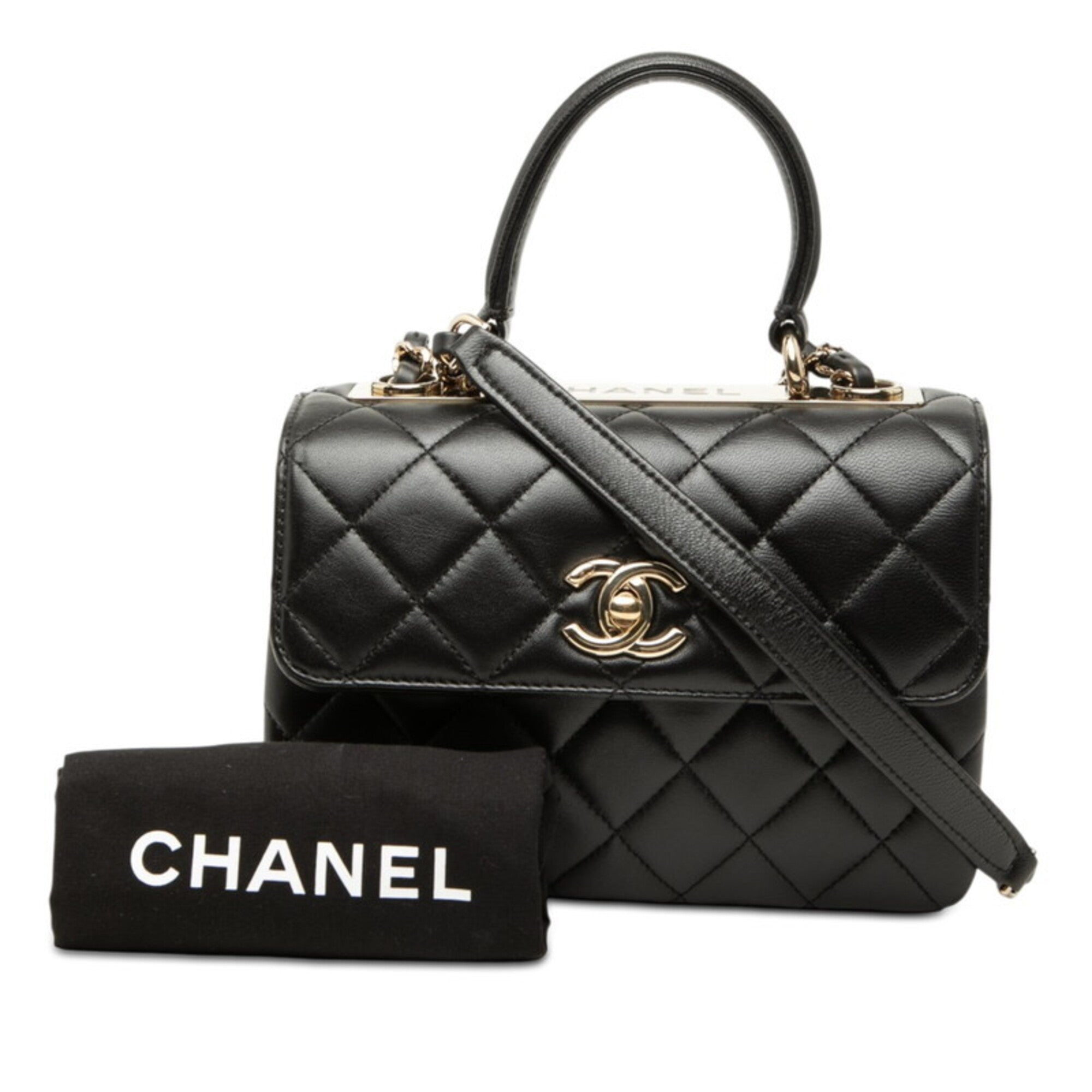 Chanel Black Leather Handbag Shoulder Bag (Pre-Owned)