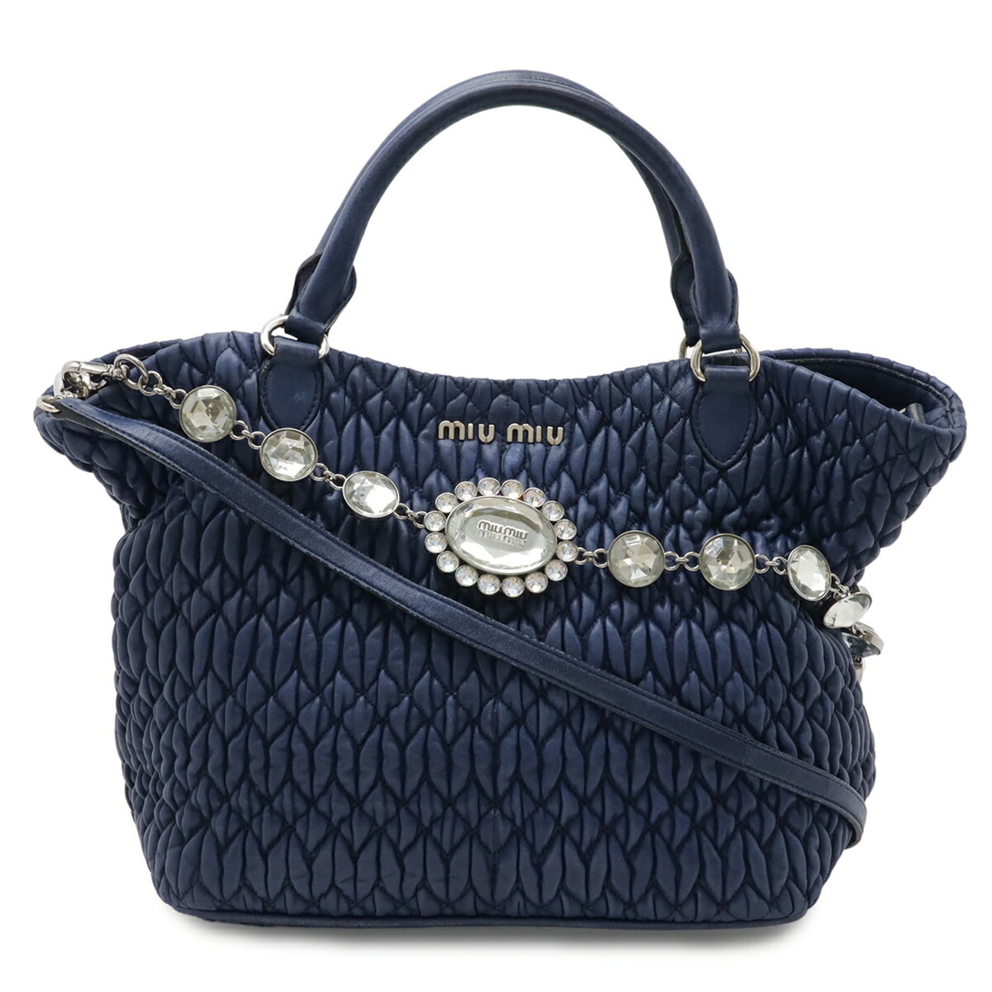 Miu Miu Blue Leather Handbag Shoulder Bag (Pre-Owned)