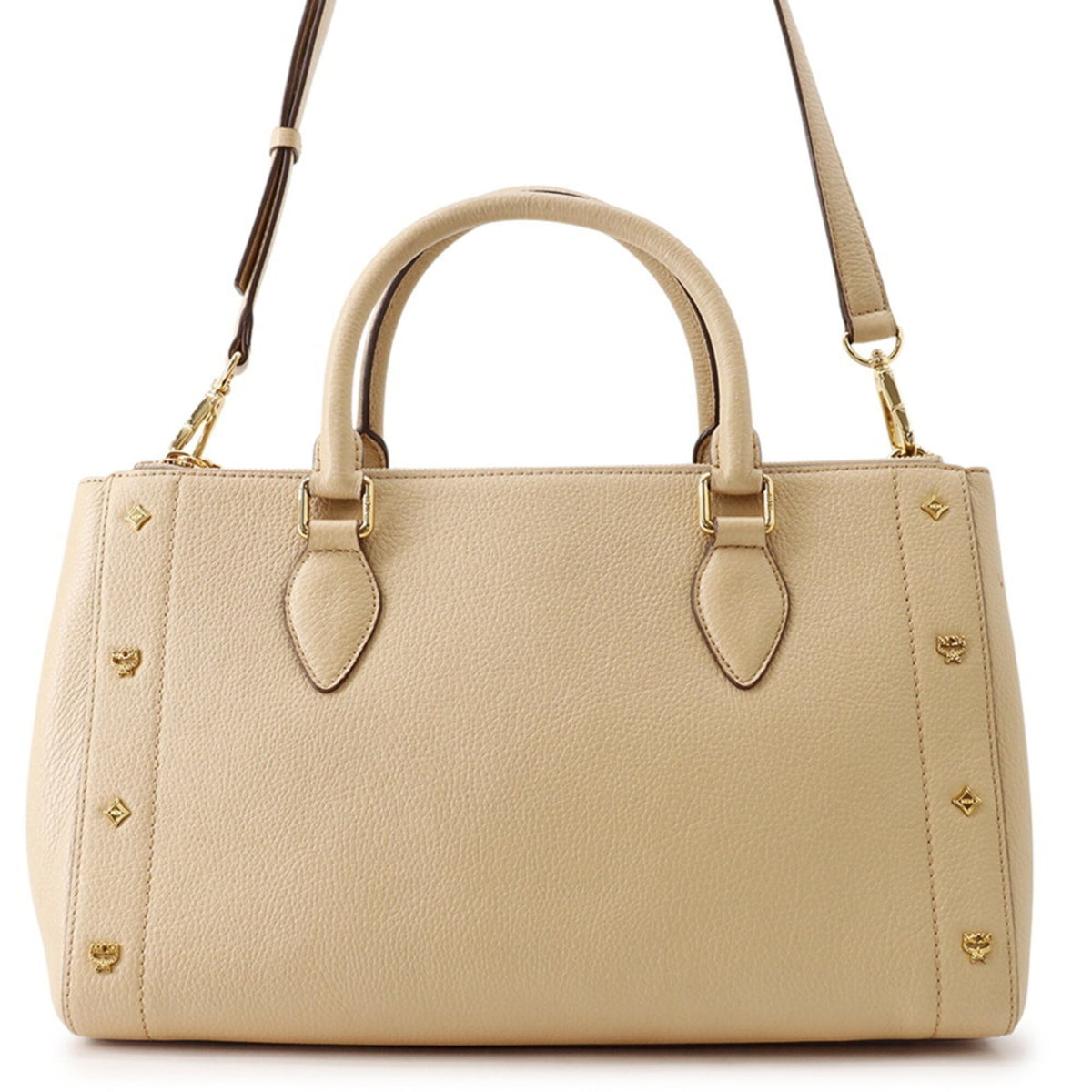 Mcm Visetos Beige Leather Handbag Tote Bag (Pre-Owned)