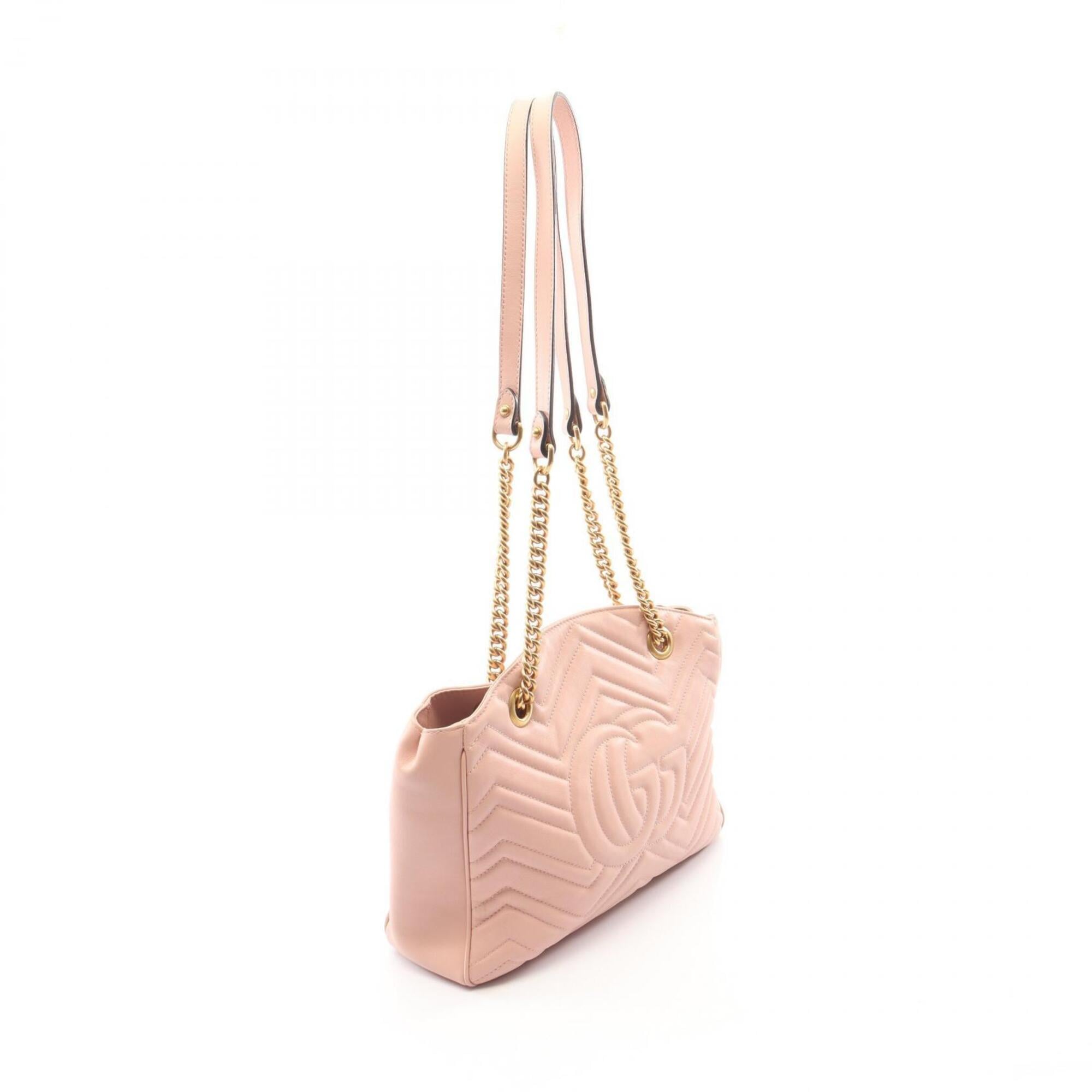 Gucci Gg Marmont Pink Leather Handbag Shoulder Bag (Pre-Owned)