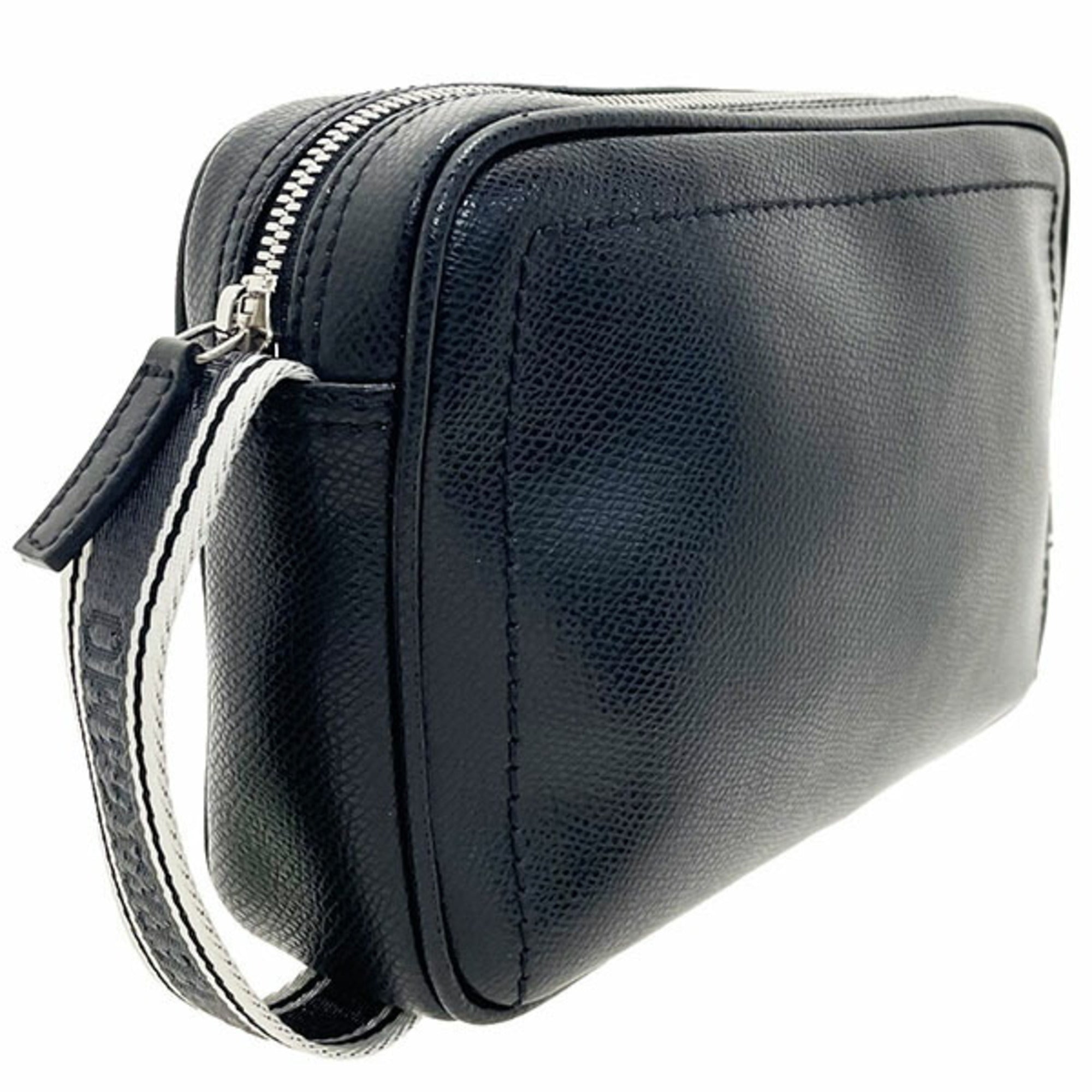 Salvatore Ferragamo Black Leather Fabric Clutch Bag (Pre-Owned)