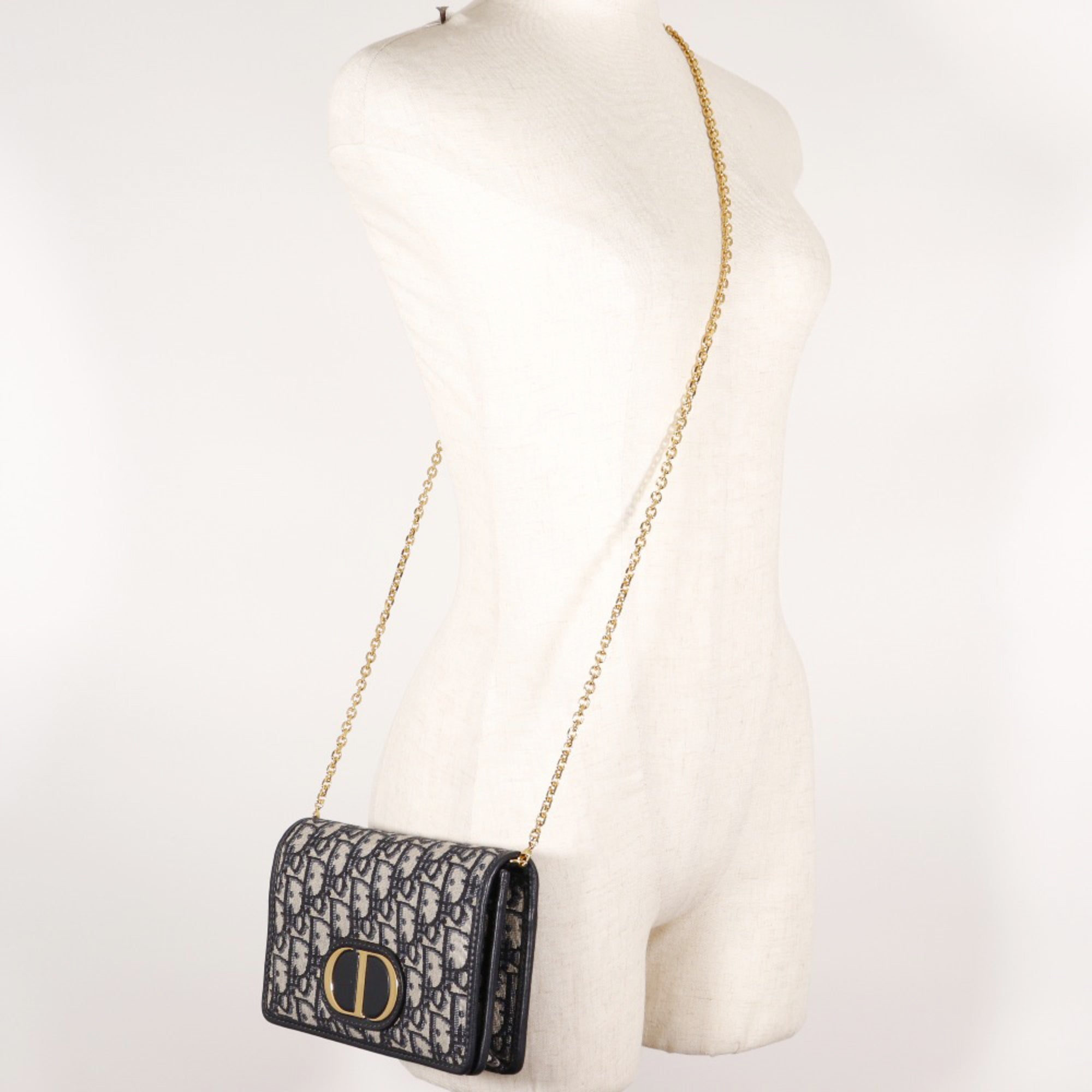 Christian Dior Navy Canvas Leather Shoulder Bag (Pre-Owned)