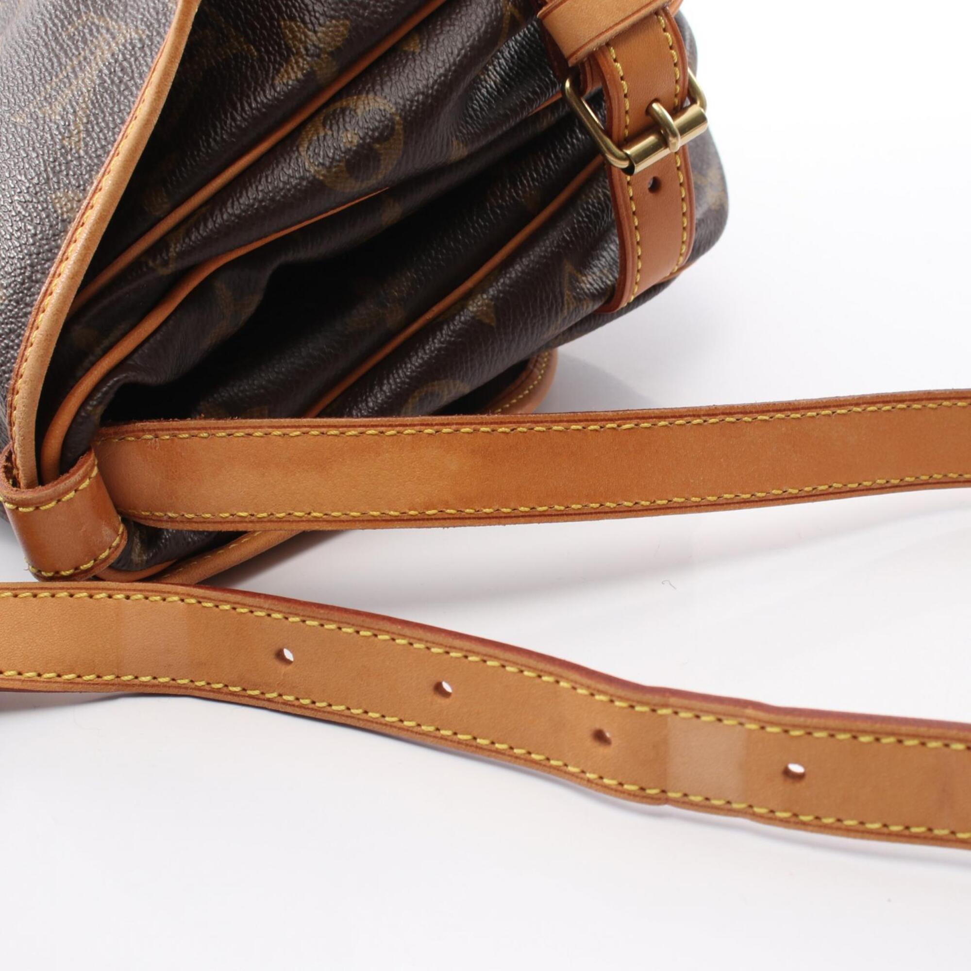 Louis Vuitton Brown Coated Canvas Leather Handbag Shoulder Bag (Pre-Owned)