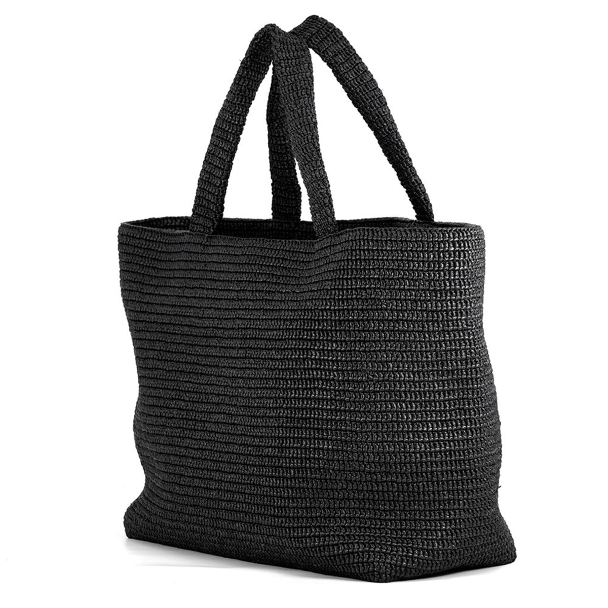 Yves Saint Laurent Black Raffia Handbag Tote Bag (Pre-Owned)