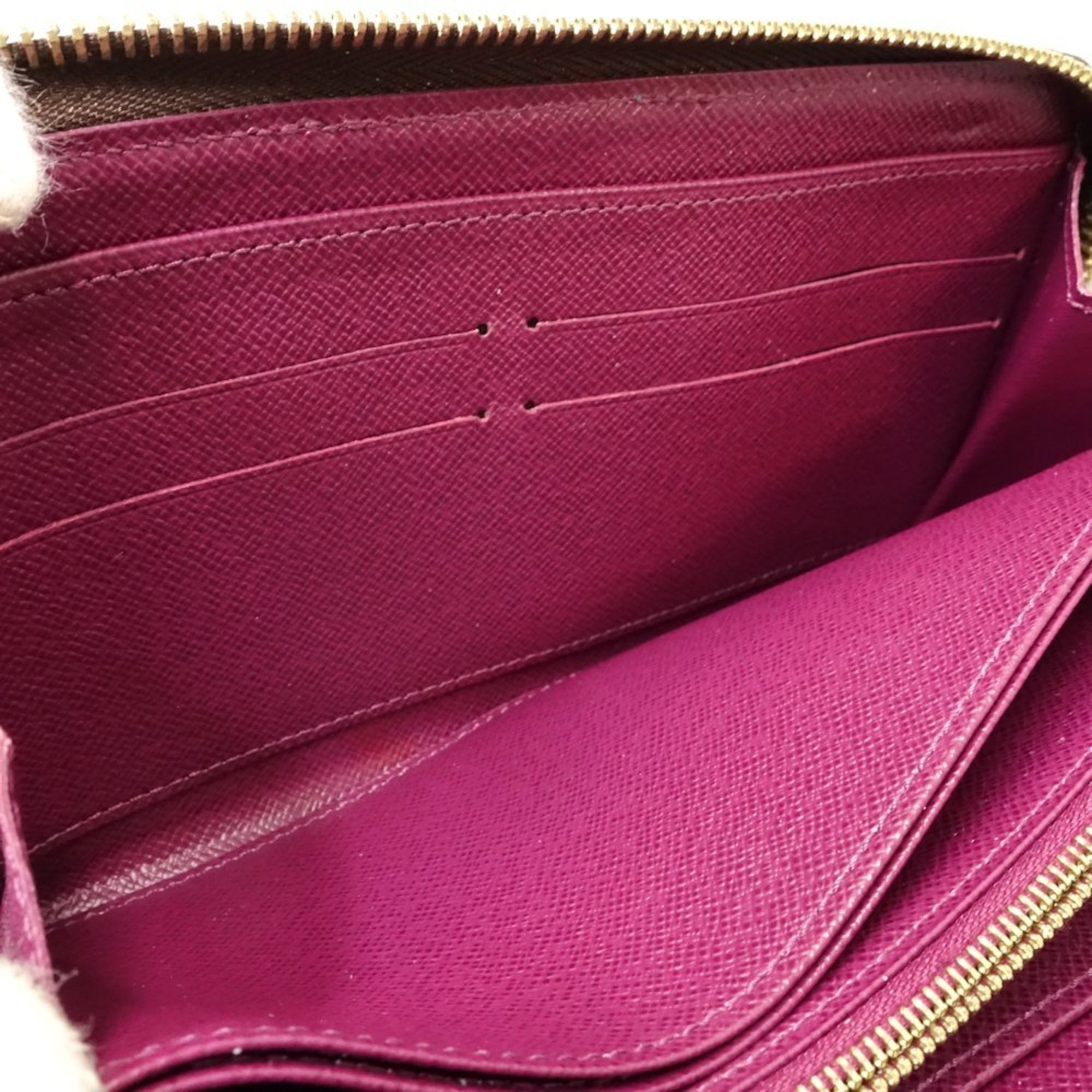 Louis Vuitton Brown Magenta Canvas Long Wallet (Bi-Fold) (Pre-Owned)