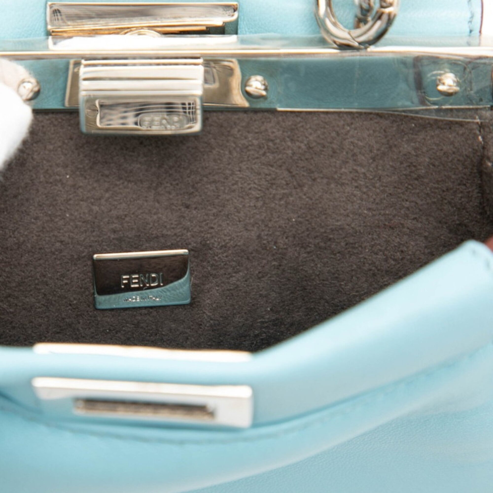 Fendi Blue Leather Handbag Shoulder Bag (Pre-Owned)