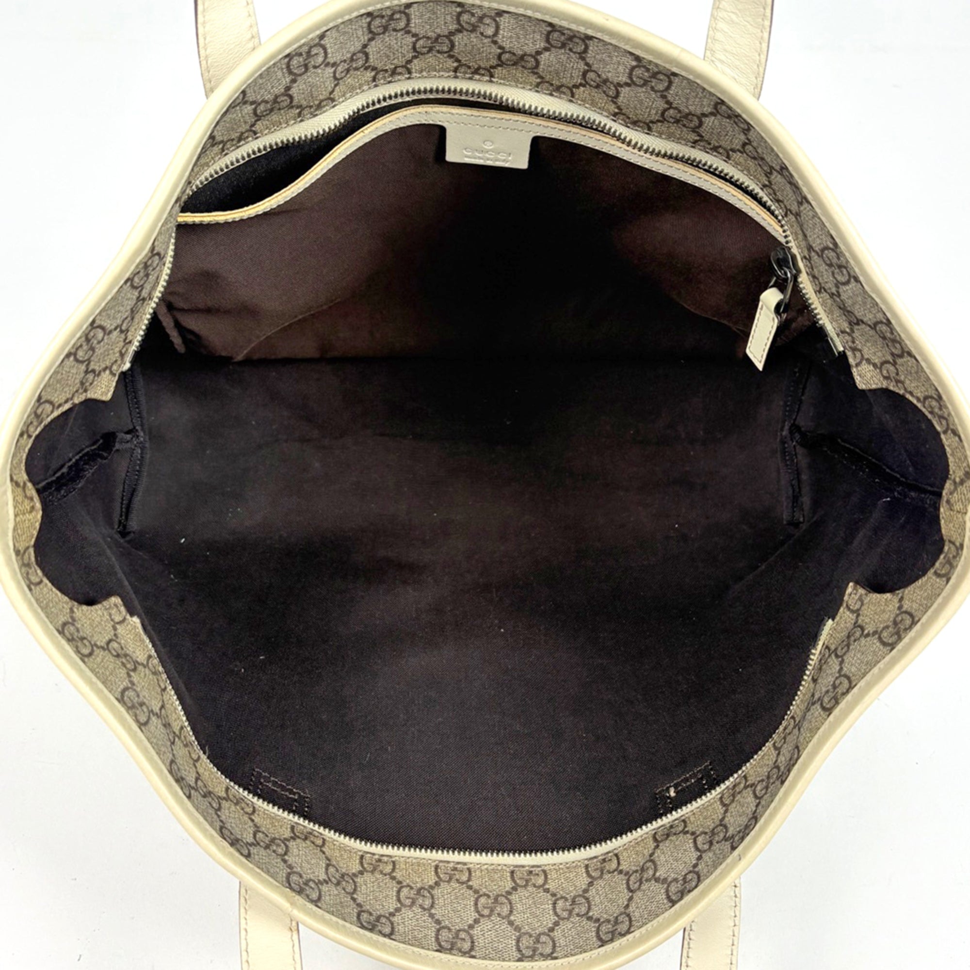 Gucci Beige Ivory Coated Canvas Shoulder Bag Tote Bag (Pre-Owned)